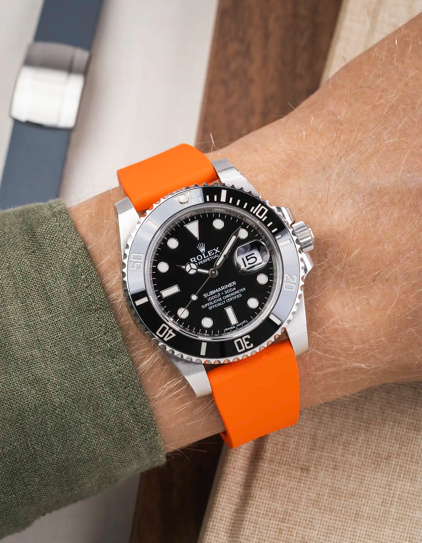 wrist shot with the orange CTS FKM Rubber Strap 19-22mm