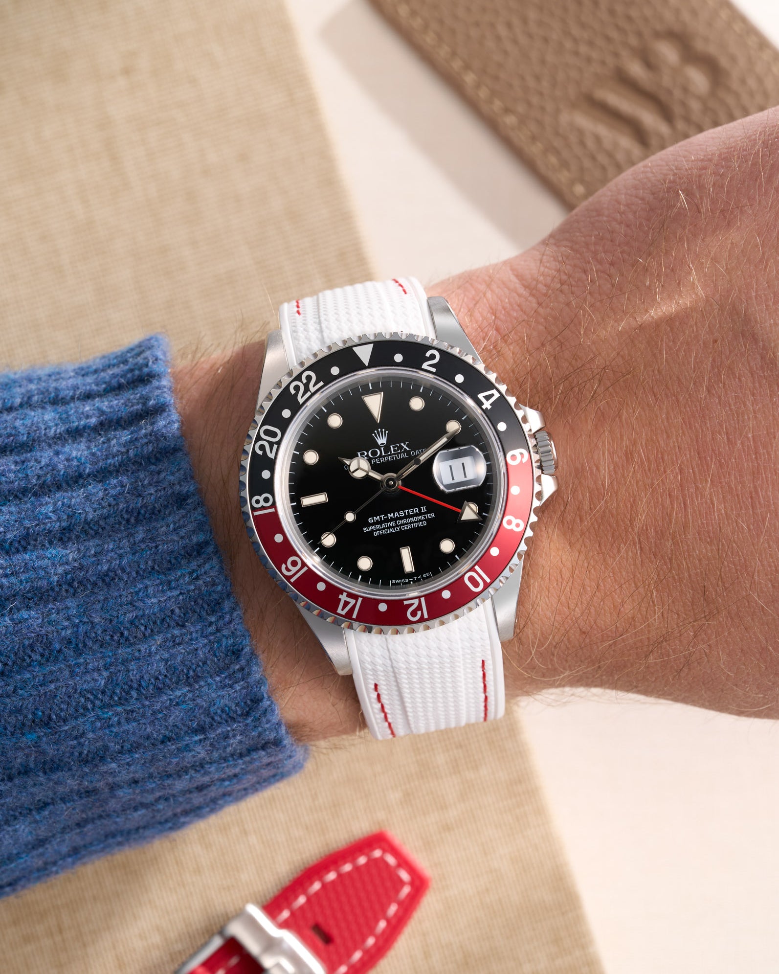 Wristbuddys Wristbuddy Klockarmband klockband rubberstrap rubber strap black svart black buckle clasp integrated premium rubber rubber straps integrated Watch Strap watch band klockarmband uhrenband uhranarmband Rolex GMT Master 2 II Coke 16710 Black red dial coca cola