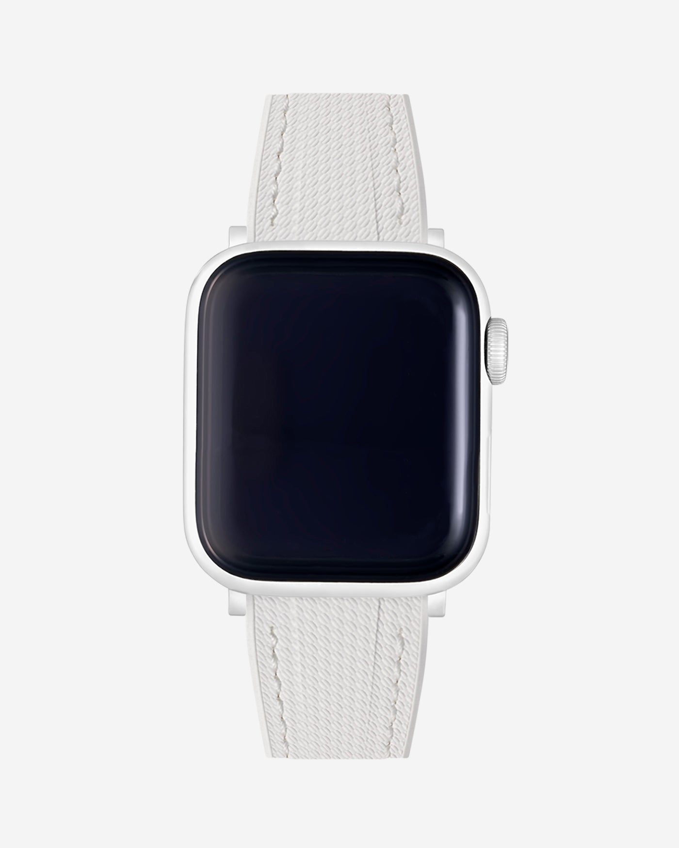 White Rubber Apple Watch Band on watch