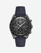 Black embossed alligator leather strap on Omega X Swatch MoonSwatch Mission to Mercury watch