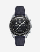 Black embossed alligator leather strap on Omega X Swatch MoonSwatch Mission to the Moon Watch