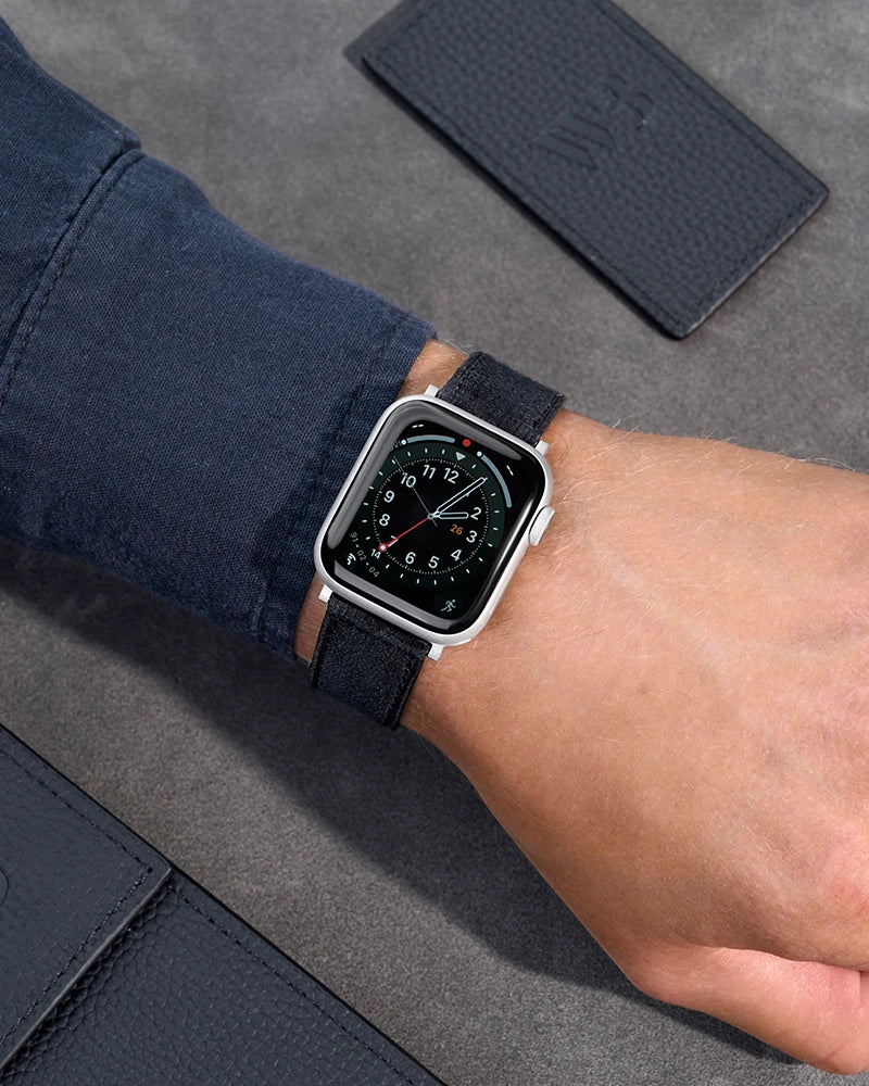 Black Suede Leather Watch Band on Wrist – Timeless & Elegant Look