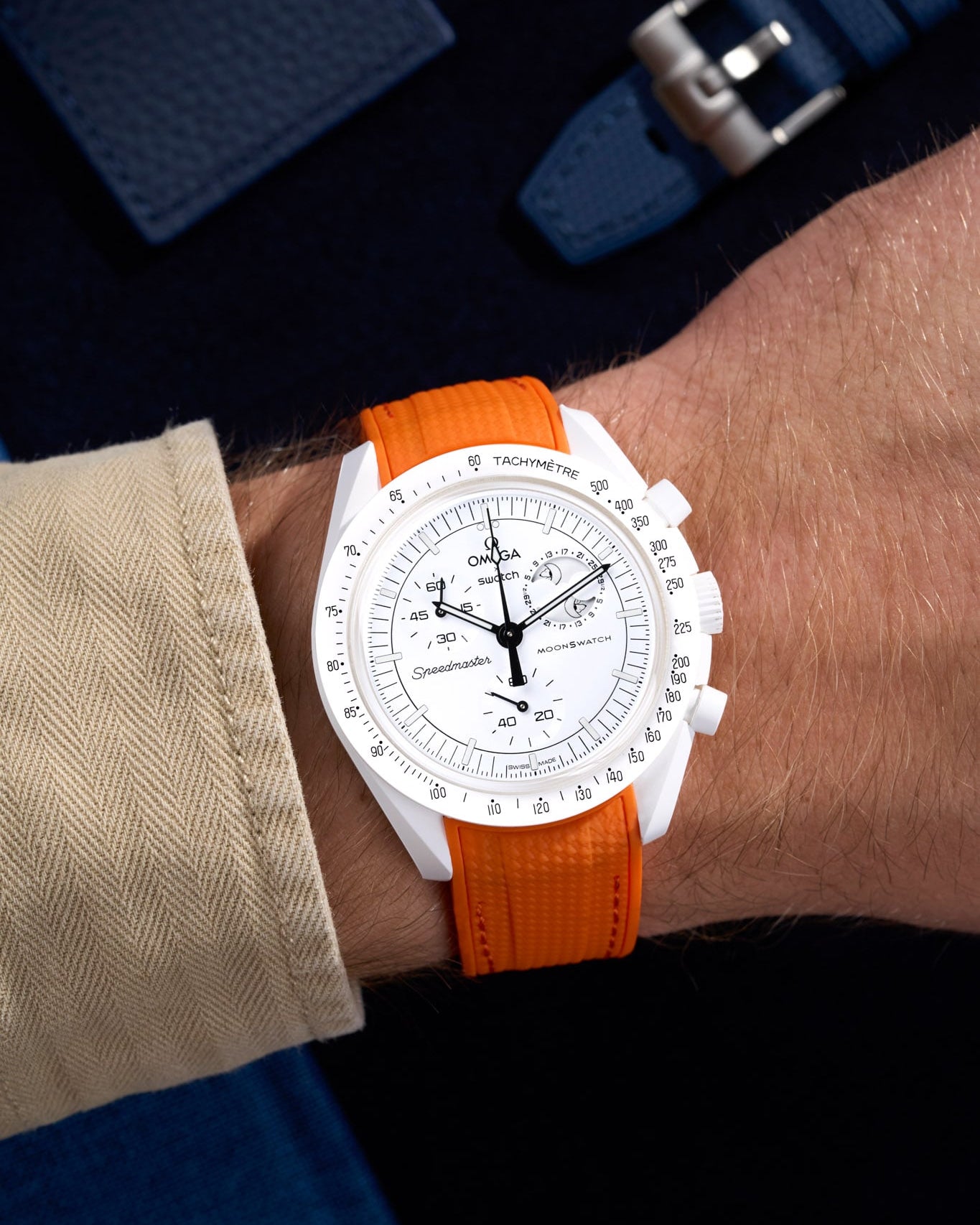 Omega X Swatch MoonSwatch Mission to Jupiter Moonwatch Speedmaster Professional Wristbuddys Wristbuddy Klockarmband klockband rubberstrap rubber strap horus straps for Mission to Mercury, mission to moon, moonswatches best rubber perpetual straps intergrated mission to moon mercury sun orange orang mission to jupiter