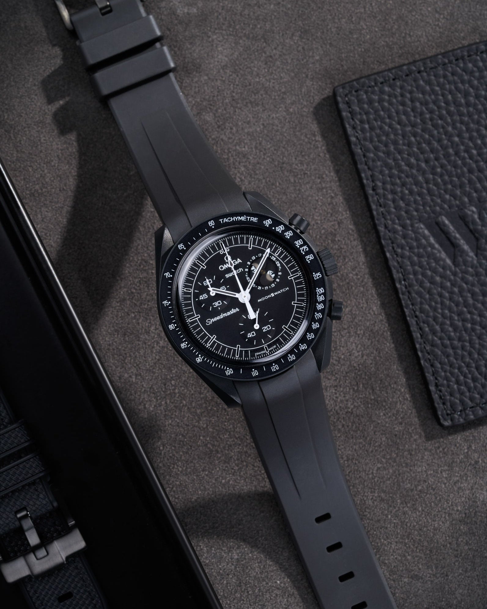 Omega X Swatch MoonSwatch Mission to Jupiter Moonwatch Speedmaster Professional Wristbuddys Wristbuddy Klockarmband klockband rubberstrap rubber strap horus black svart black buckle clasp integrated