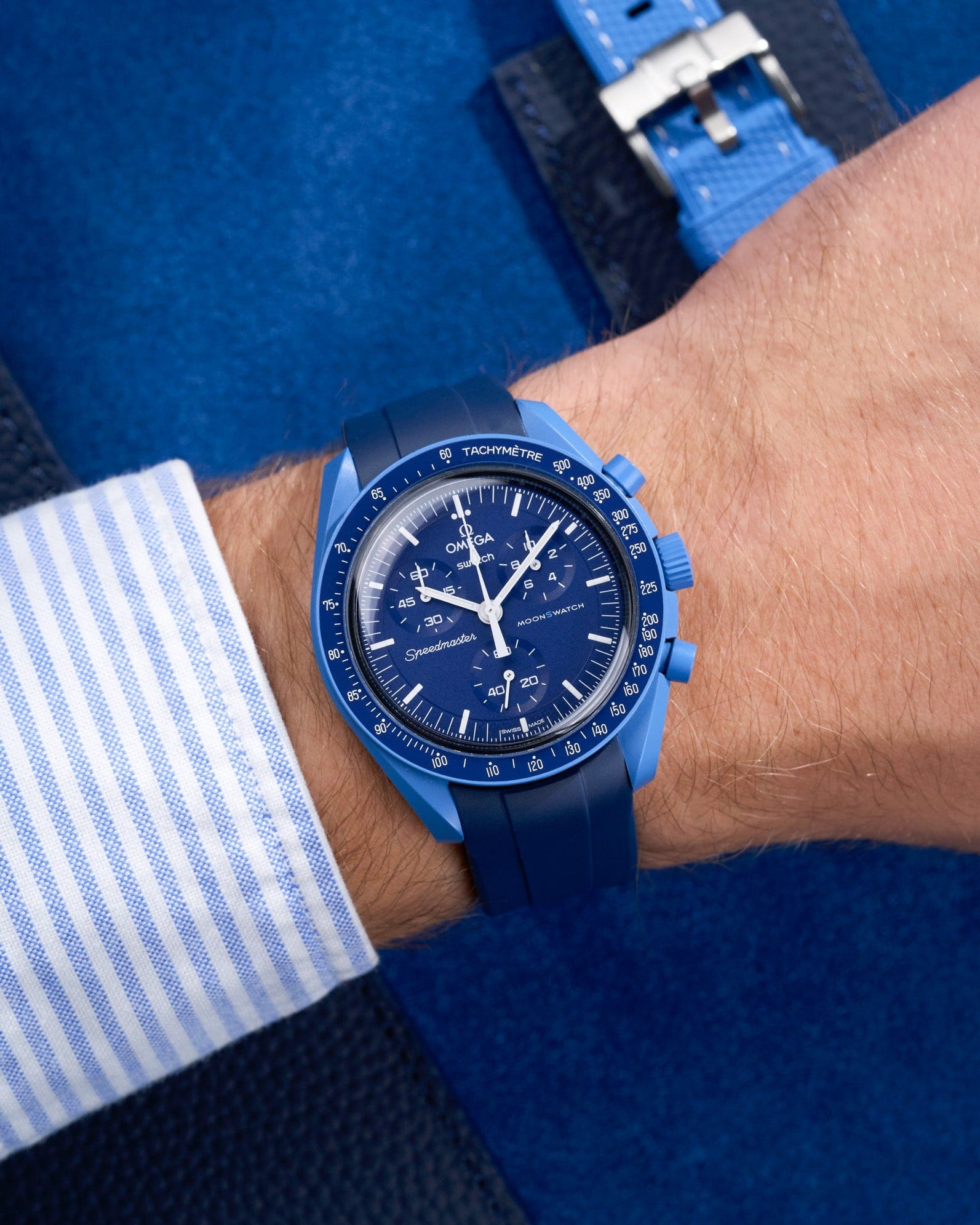 Omega X Swatch MoonSwatch Mission to Jupiter Moonwatch Speedmaster Professional Wristbuddys Wristbuddy Klockarmband klockband rubberstrap rubber strap straps for Mission to Mercury, mission to moon, moonswatches best rubber intergrated mission to moon mercury intergrated uhrenband bracelet Urrem bracelet de montre cinturino per orologio cinturino dell'orologio horlogeband correa de reloj Uhrenarmband Uhrarmband mission to blue navy blue blå mission to earth rubber blue