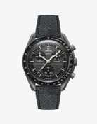 Dark Grey Denim leather strap mounted on Omega x Swatch MoonSwatch Mission to Mercury – product image