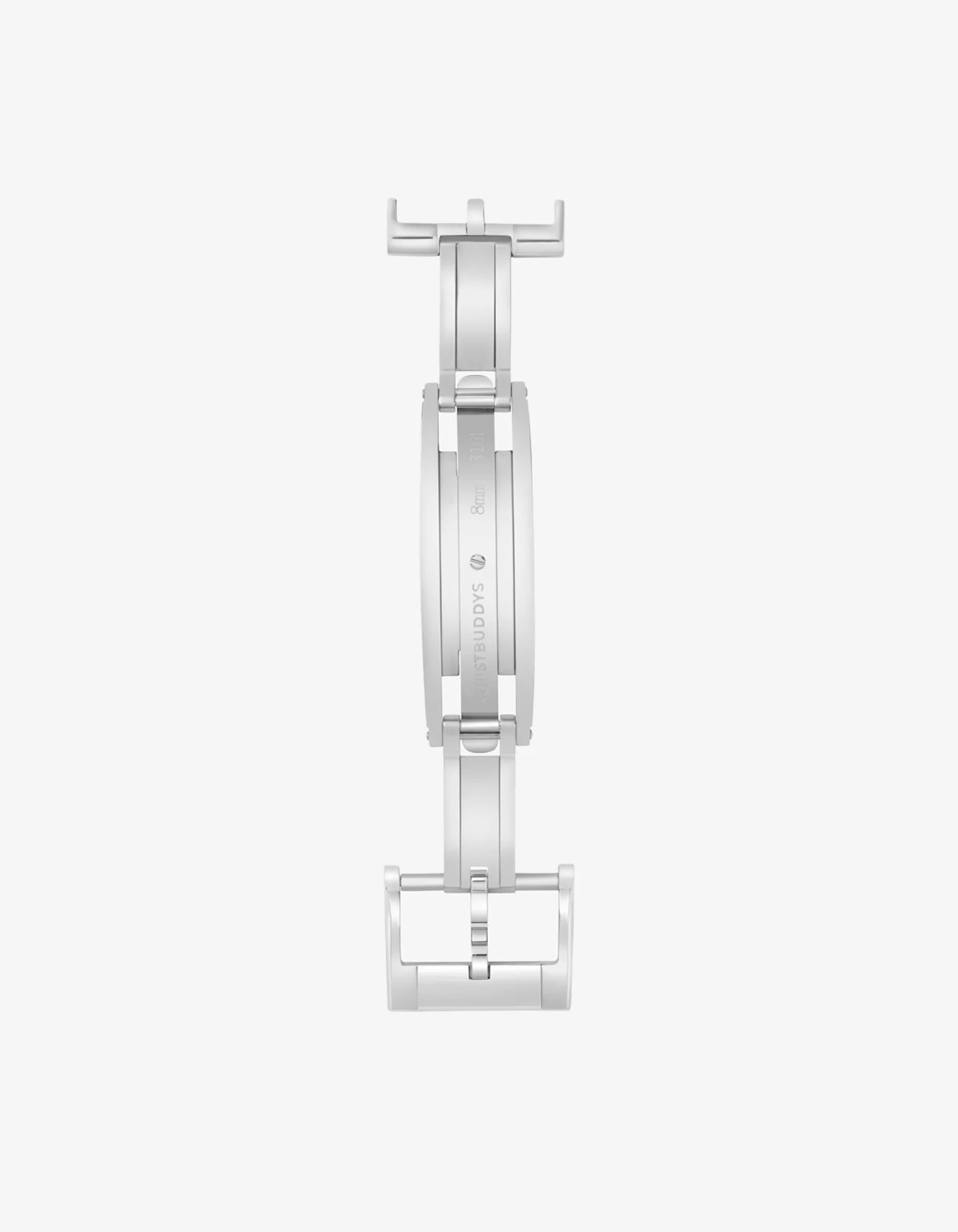 Deployant clasp in stainless steel for leather watch straps – open top view