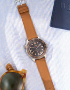 Brown Epsom Leather Strap 17mm - 21mm Flat Lay - Wristbuddys