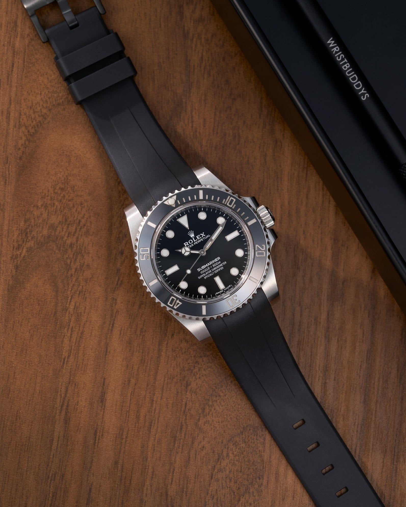 Wristbuddys Wristbuddy Klockarmband klockband rubberstrap rubber strap horus black svart black buckle clasp integrated premium rubber Rolex Submariner 16610, Rolex Submariner 116610, Rolex Submariner 14060, Rolex Submariner 114060 uhrenband rubber straps integrated black schwartz svart negro