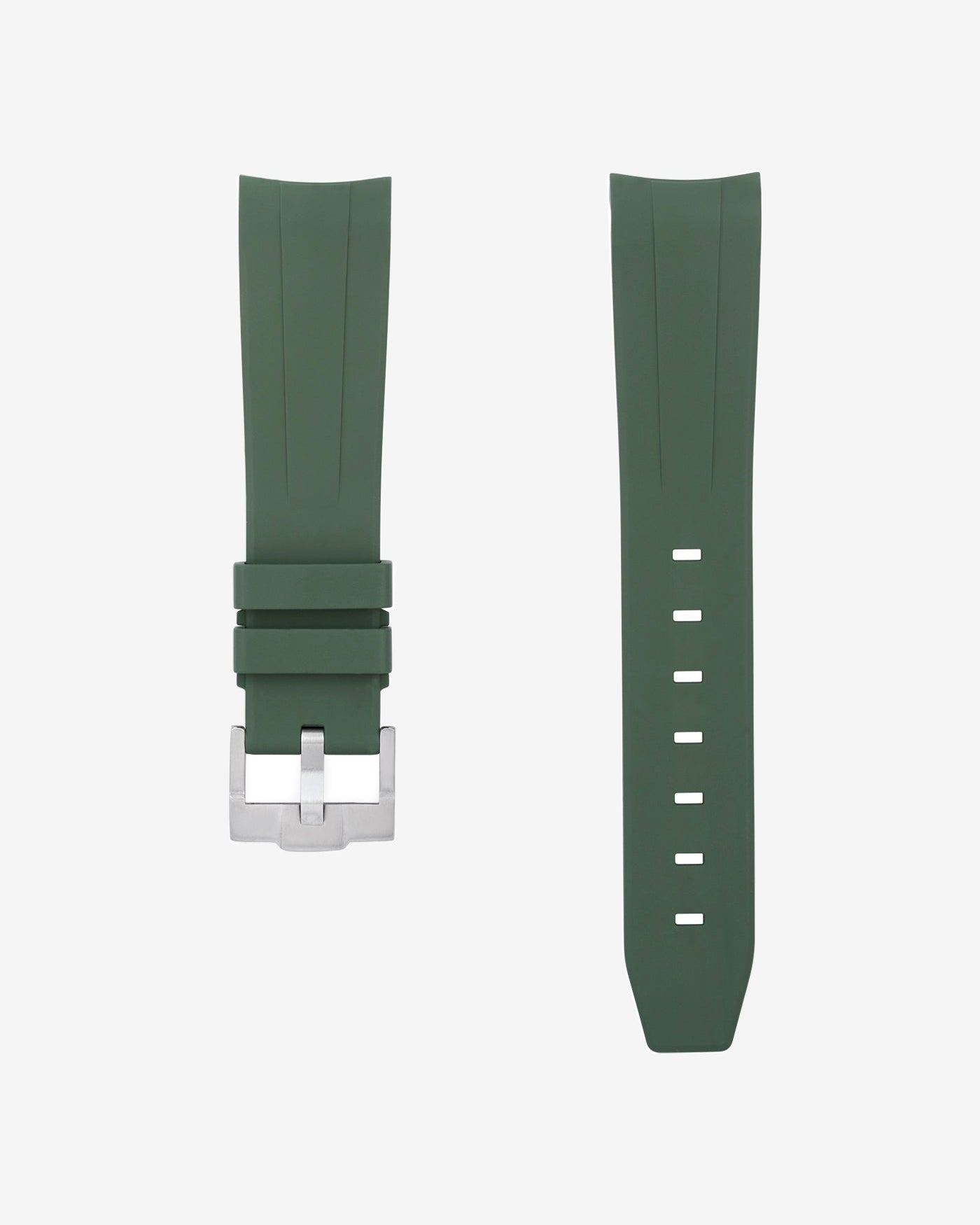 Green FKM Rubber Strap 20mm, product image with white background