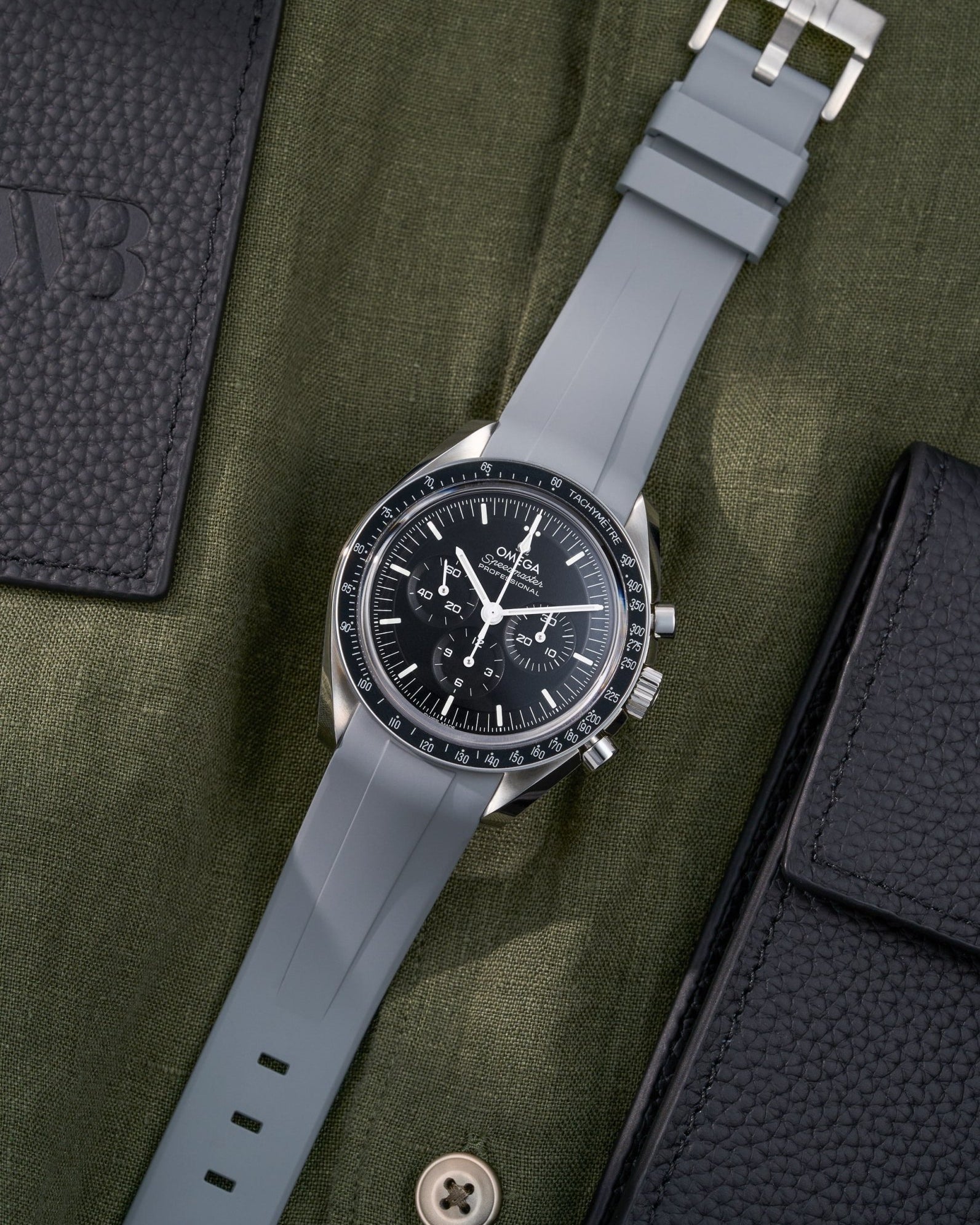 Wristbuddys Wristbuddy Klockarmband klockband rubberstrap rubber strap horus black svart black buckle clasp integrated premium rubber Rolex Submariner 16610, Rolex Submariner 116610, Rolex Submariner 14060, Rolex Submariner 114060 uhrenband rubber straps integrated grey grau gray grå