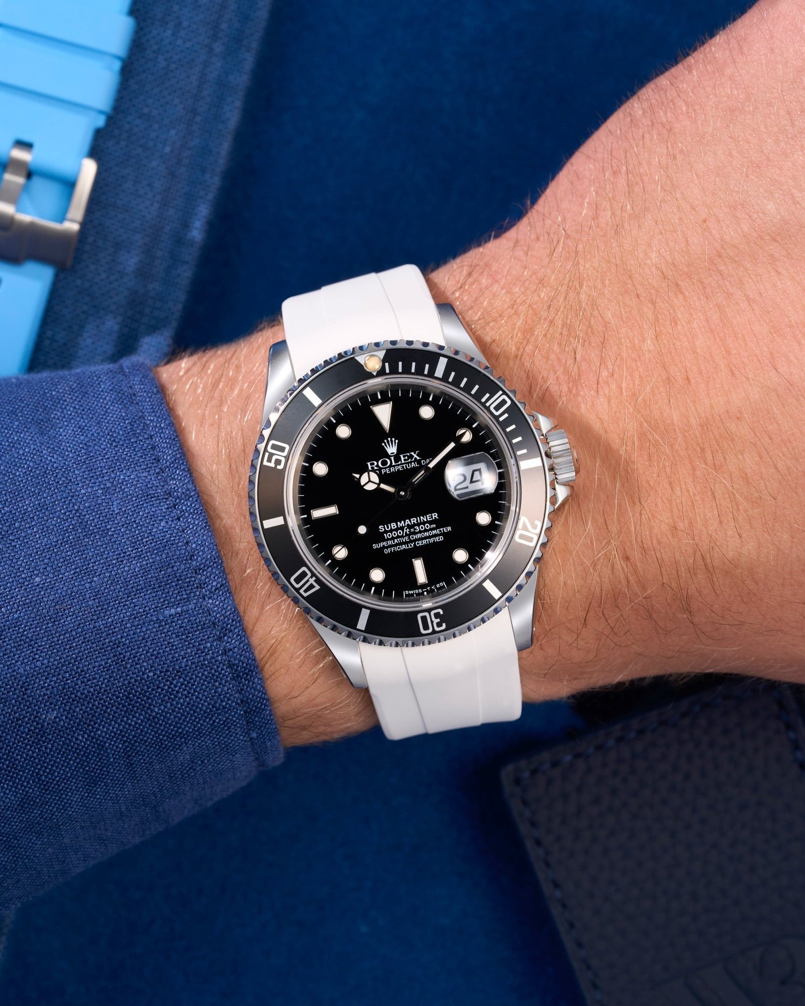 Wristbuddys Wristbuddy Klockarmband klockband rubberstrap rubber strap horus black svart black buckle clasp integrated premium rubber Rolex Submariner 16610, Rolex Submariner 116610, Rolex Submariner 14060, Rolex Submariner 114060 uhrenband rubber straps integrated white hvit vit weiss blanc blanco