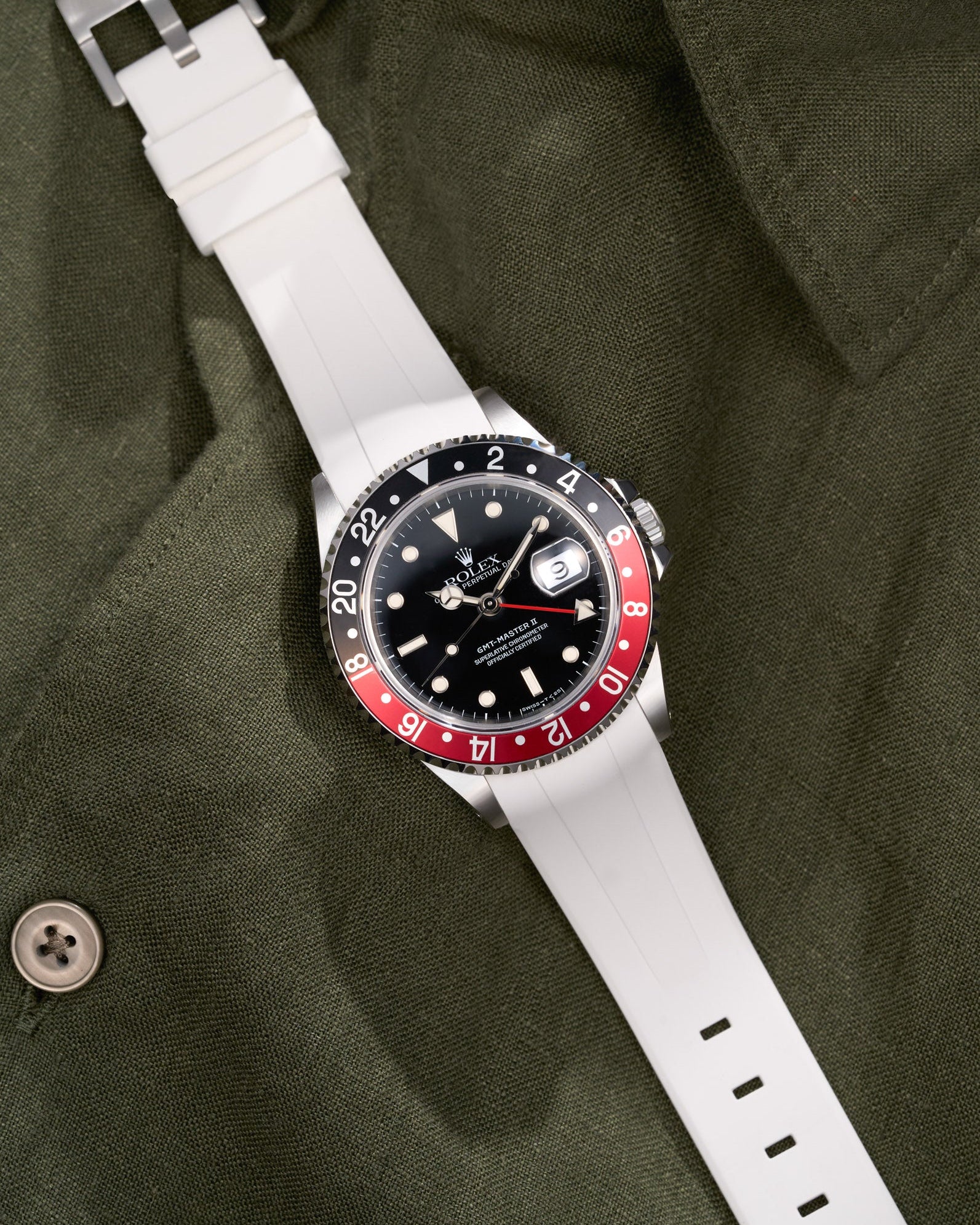 Wristbuddys Wristbuddy Klockarmband klockband rubberstrap rubber strap black svart black buckle clasp integrated premium rubber rubber straps integrated coke pepsi batman gmt master 2 GMT Master II blue and red bezel 16710  Watch Strap watch band klockarmband uhrenband uhranarmband