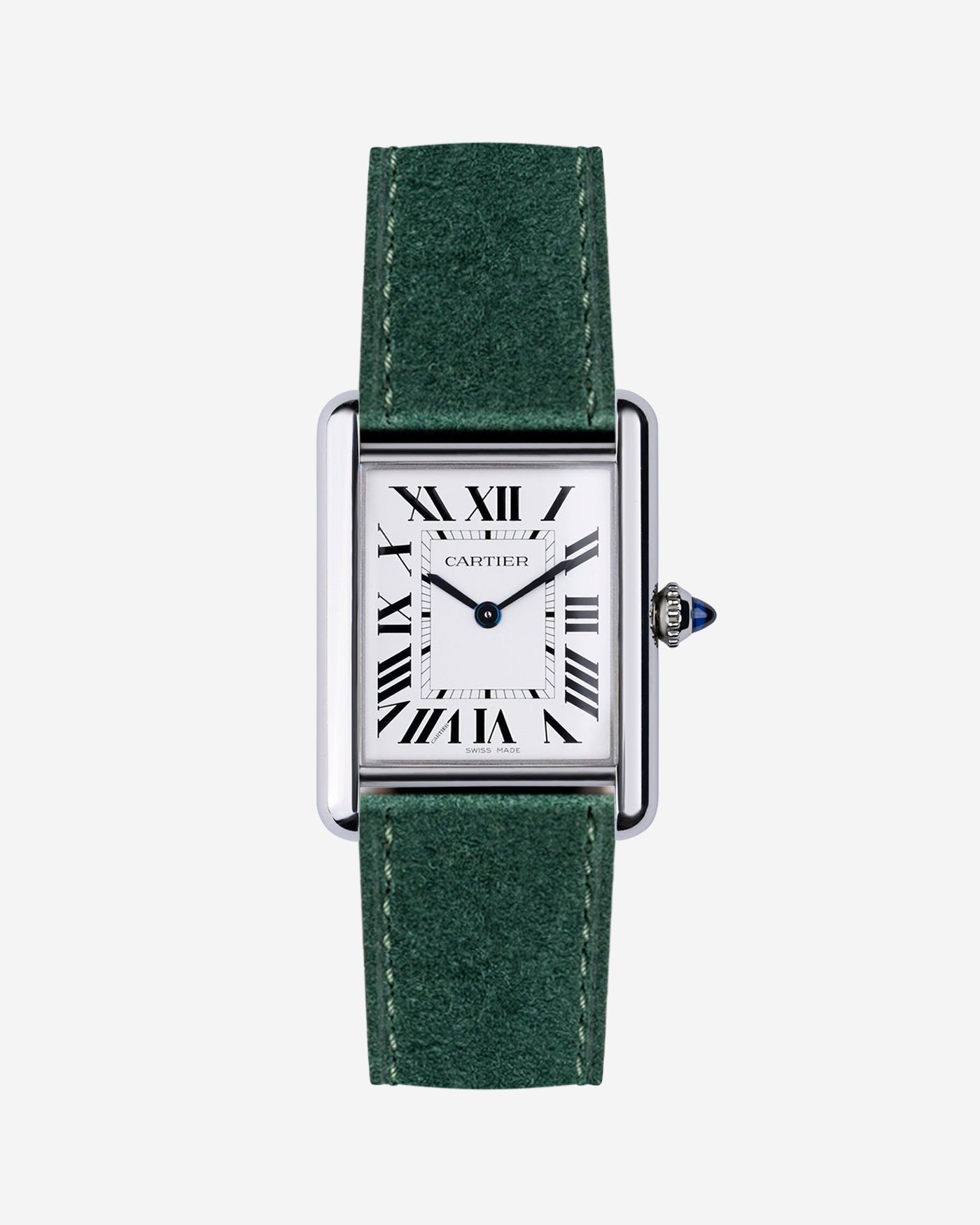 Dark Green Suede Leather Straps for Cartier Tank Must - Wristbuddys