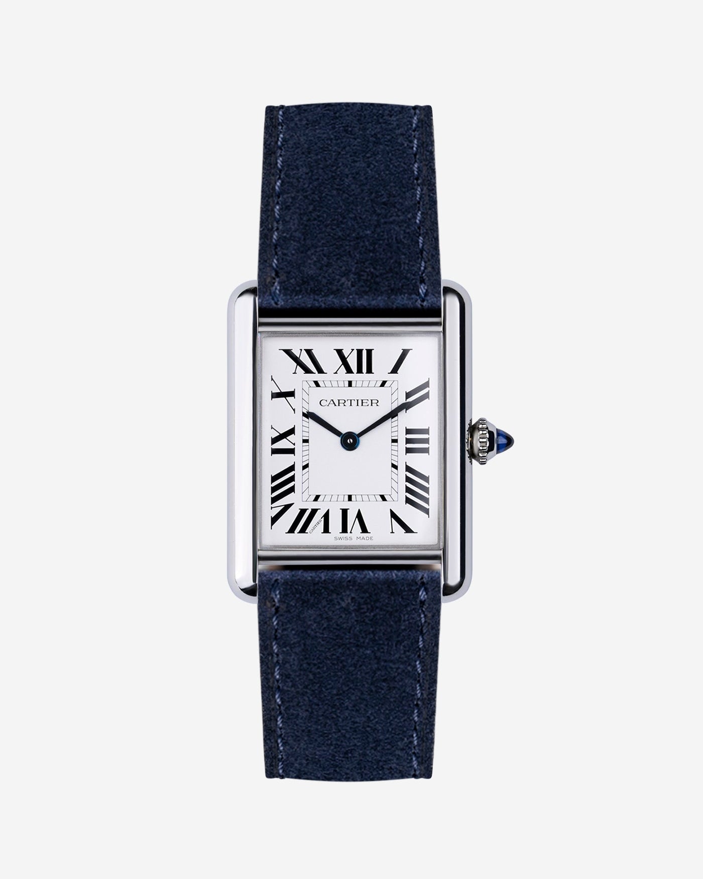 Dark Blue Suede Leather Straps for Cartier Tank Must - Wristbuddys