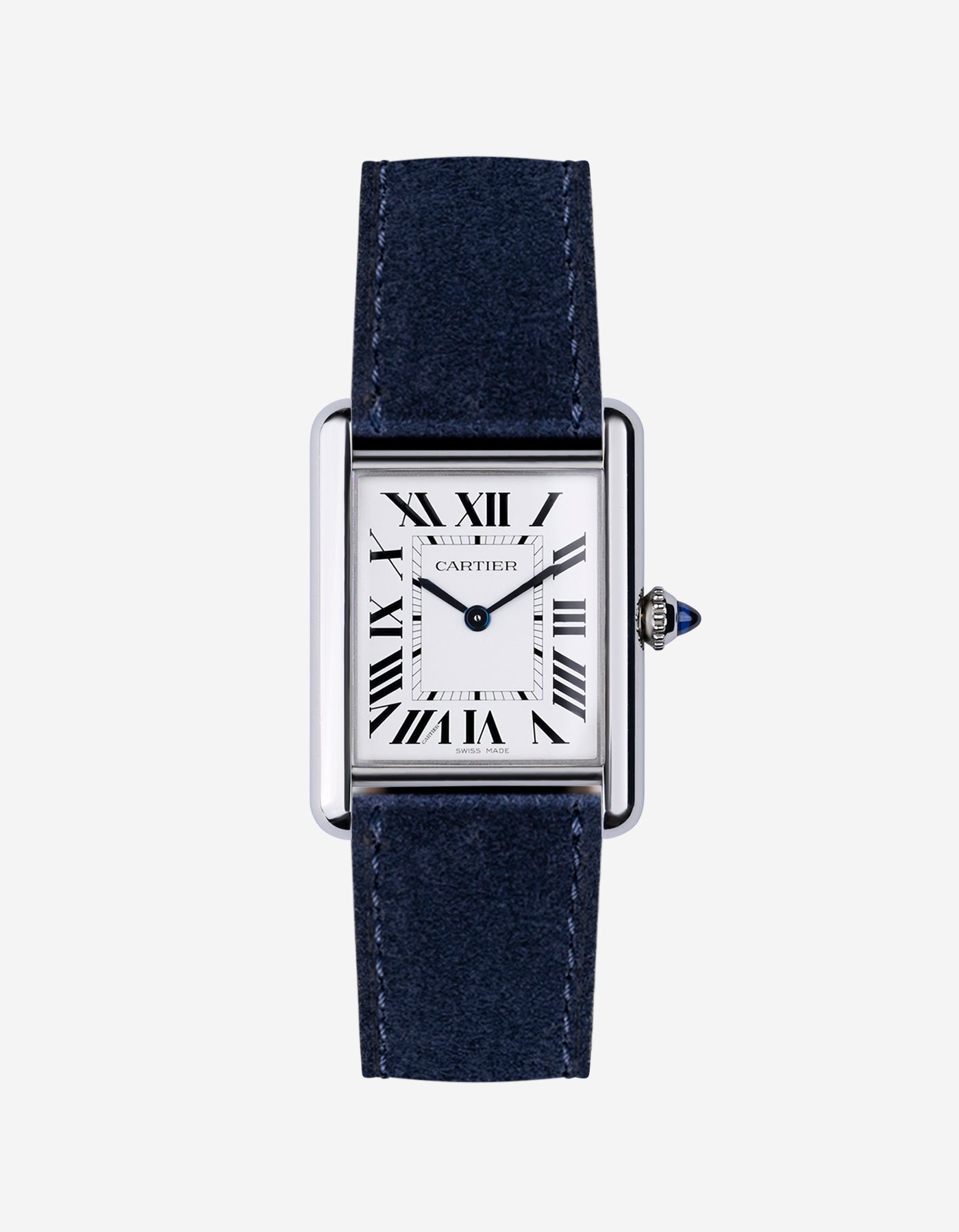 Dark Blue Suede Leather Straps for Cartier Tank Must - Wristbuddys