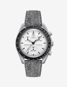 Light Grey Denim leather strap mounted on Omega x Swatch MoonSwatch 1965 – product image