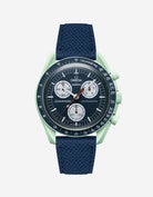 Navy Blue Epsom leather strap on Omega x Swatch Mission on Earth watch