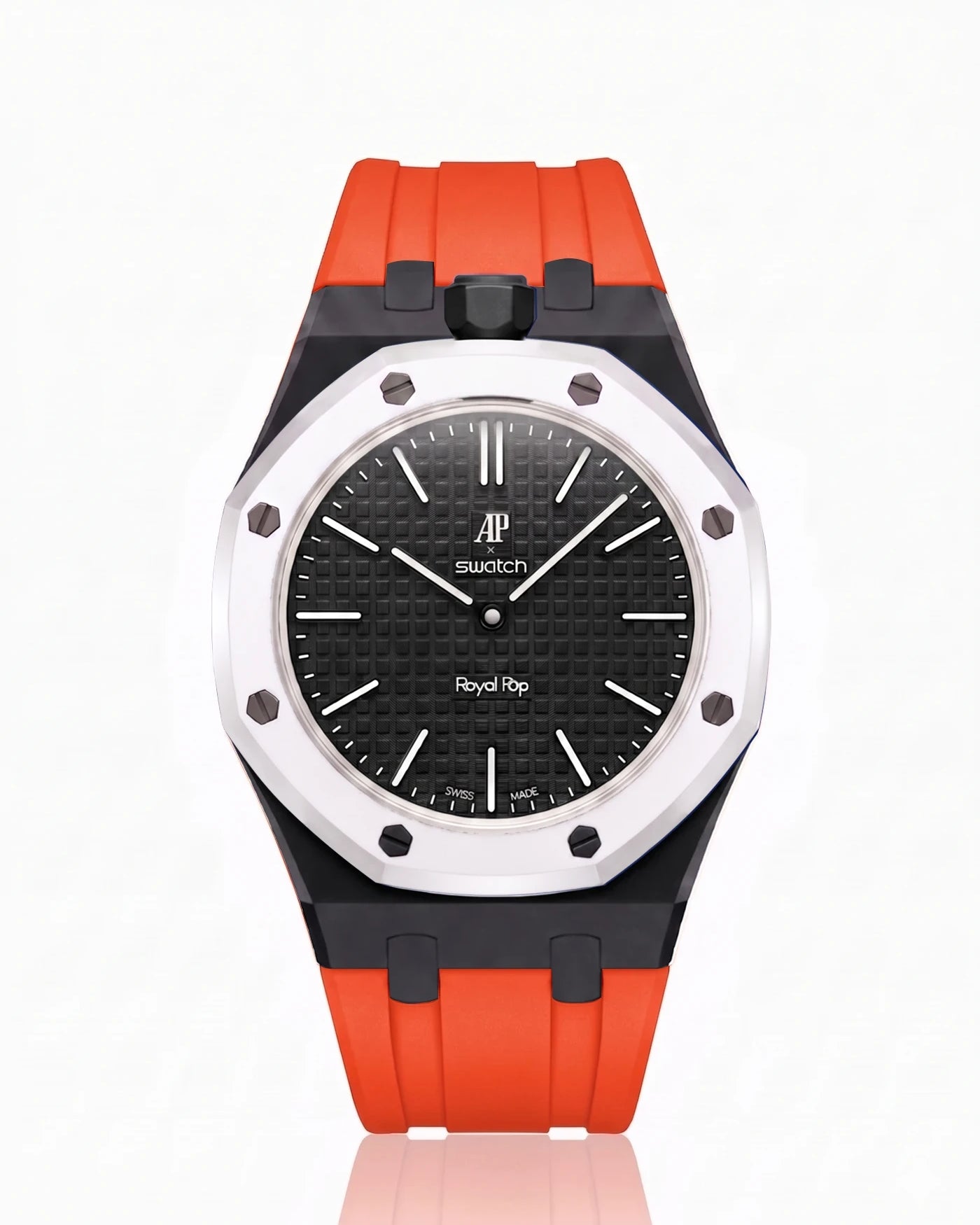 combo::black::rubber-strap-for-ap-x-swatch-royal-pop-orenji-orange