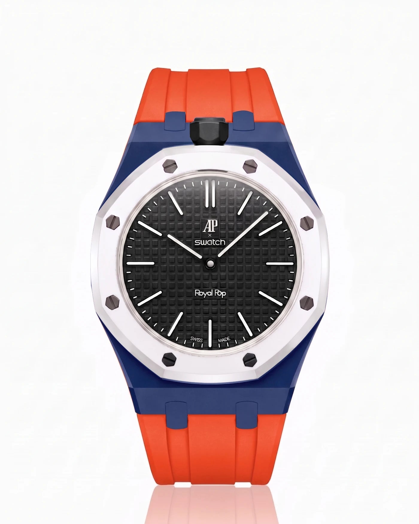 combo::navy-blue::rubber-strap-for-ap-x-swatch-royal-pop-orenji-orange
