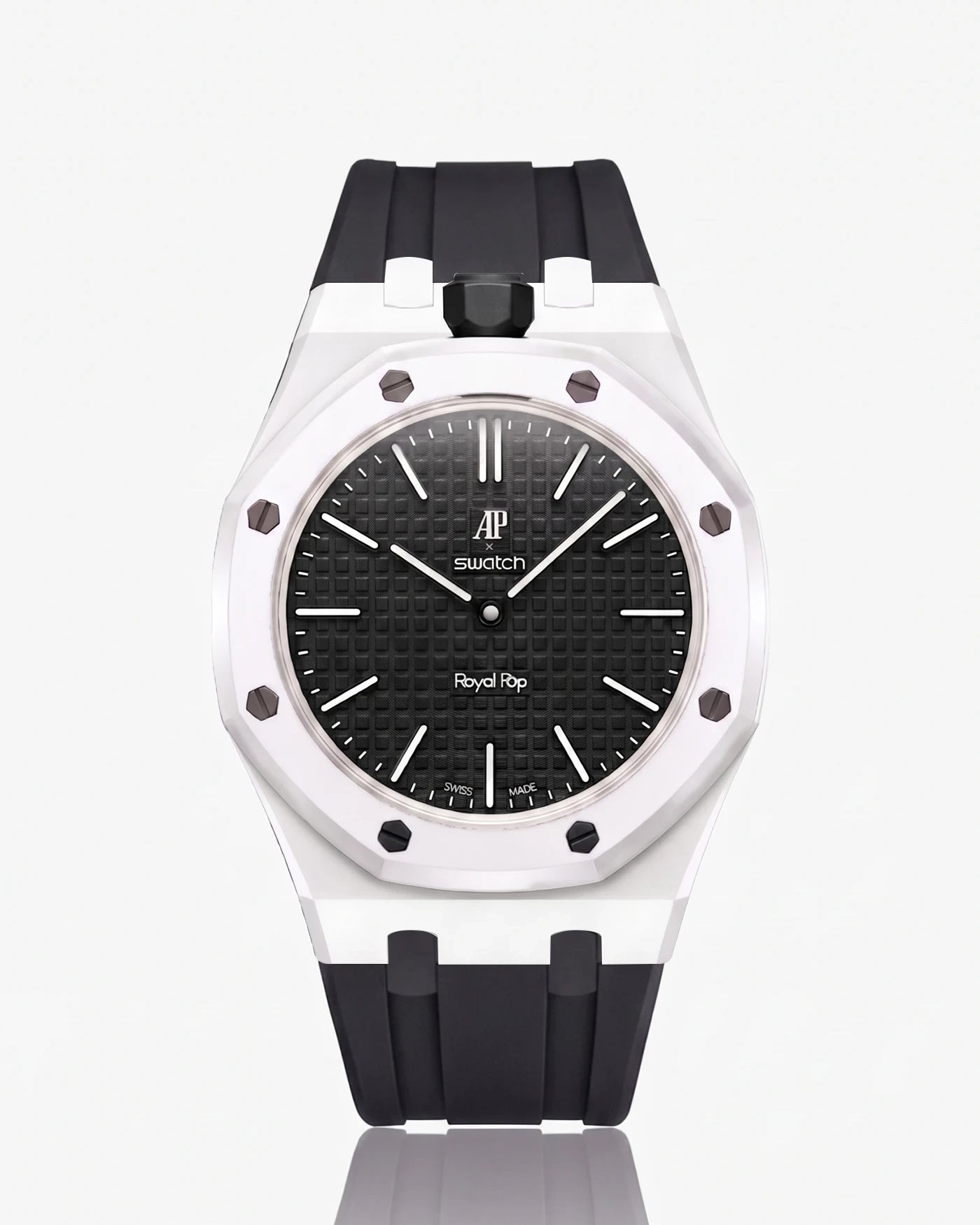 combo::white::rubber-strap-for-ap-x-swatch-royal-pop-black