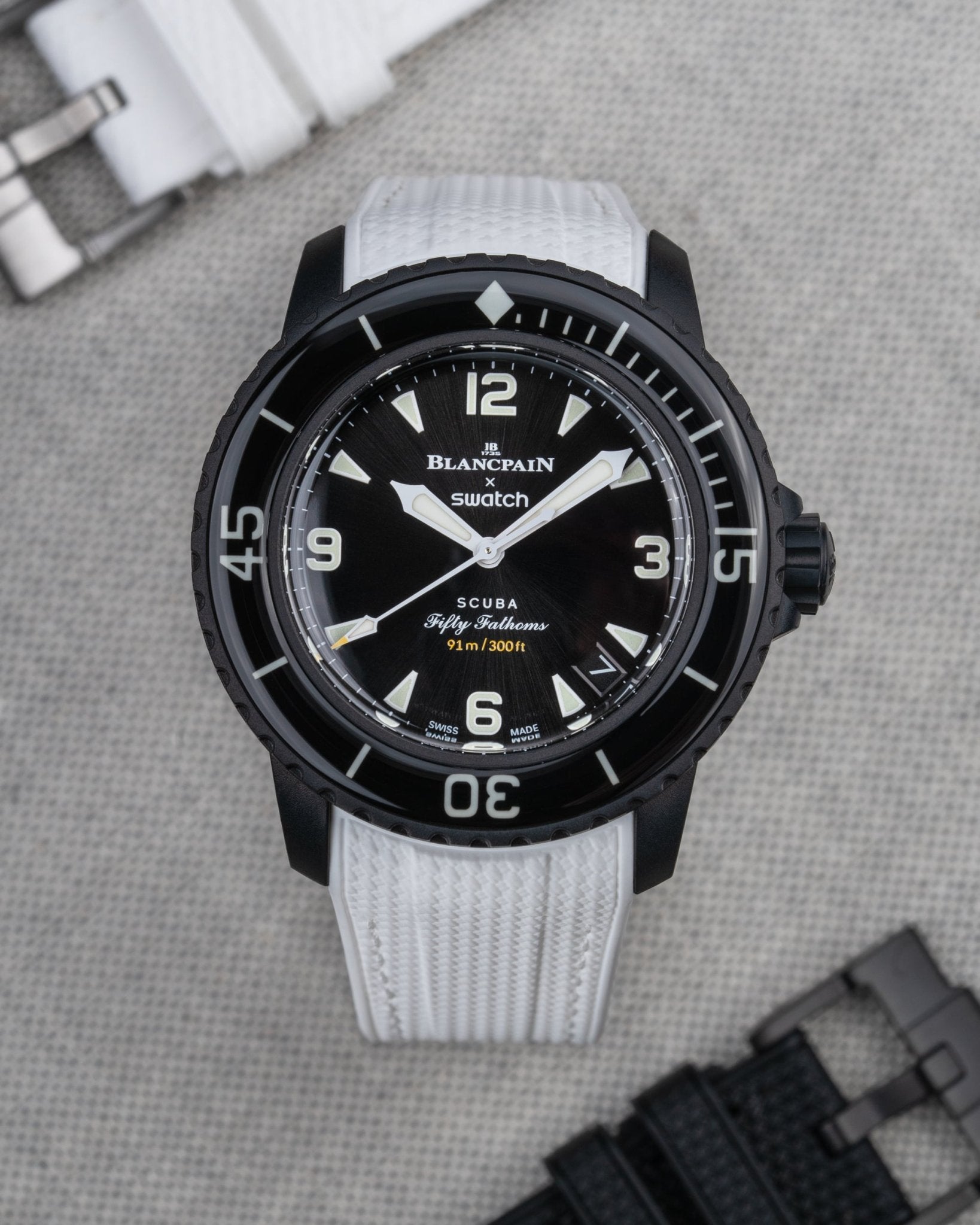 Blancpain X Swatch Bioceramic Scuba FIFTY FATHOMS rubber watch strap, ANTARTIC OCEAN Pacific Ocean Atlantic Ocean Indian Ocean Arctic Ocean, 22mm, black,, watchstrap, watch strap,Schwarz Uhrenarmband, Armbanduhrband nero, cinturino orologio cinturino noir bracelet de montre, svart klockarmband armbandsurband,, sort, hvid, urrem, rem wristbuddys wristbuddies wristbuddy wrist buddys