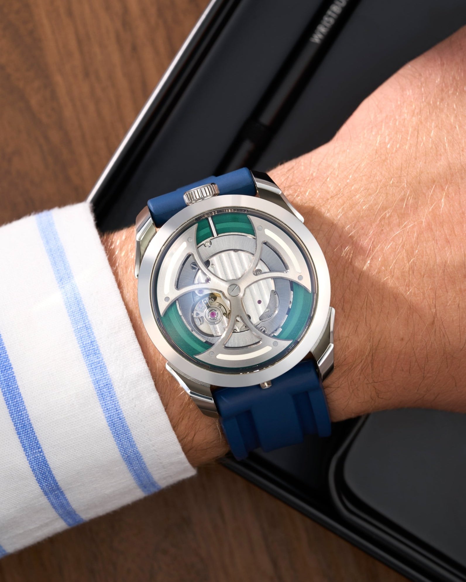 wristbuddys wristbuddy wristbuddies wrist Buddy watch strap band replacement integrated curved rubber FKM vulcanized best quality strap size lug width 22mm wristbands klockarmband uhrenarmband uhrenband watchstrap watchband MB&F Mad1 M.a.d.1 MADone red edition blue edition MBnF green edition