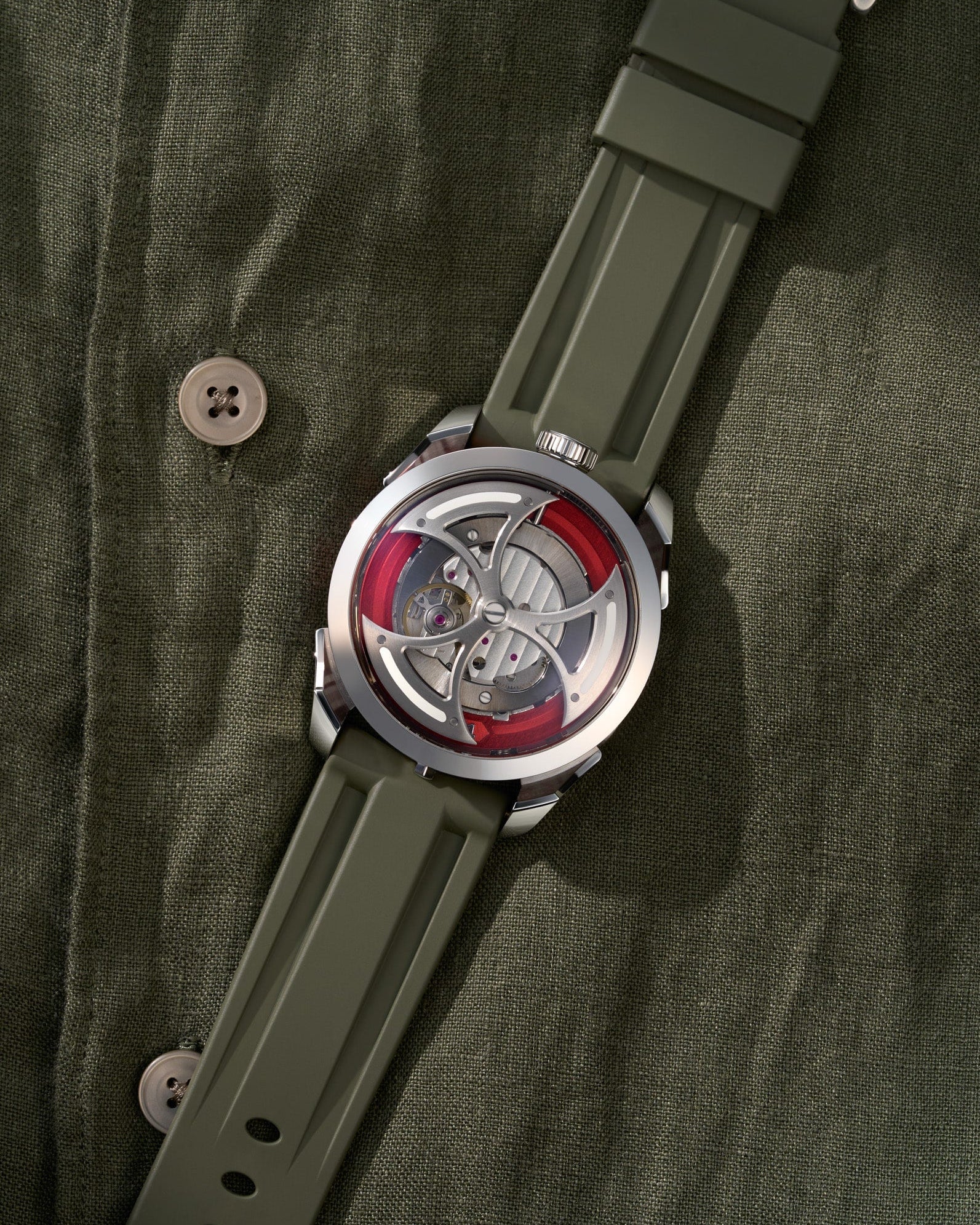 wristbuddys wristbuddy wristbuddies wrist Buddy watch strap band replacement integrated curved rubber FKM vulcanized best quality strap size lug width 22mm wristbands klockarmband uhrenarmband uhrenband watchstrap watchband MB&F Mad1 M.a.d.1 MADone red edition red edition MBnF