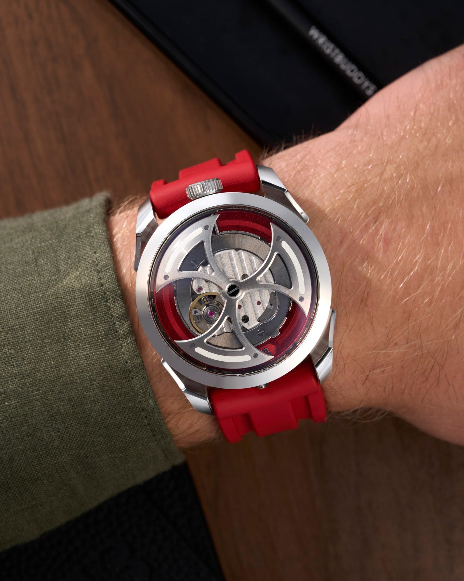 wristbuddys wristbuddy wristbuddies wrist Buddy watch strap band replacement integrated curved rubber FKM vulcanized best quality strap size lug width 22mm wristbands klockarmband uhrenarmband uhrenband watchstrap watchband MB&F Mad1 M.a.d.1 MADone red edition blue edition MBnF