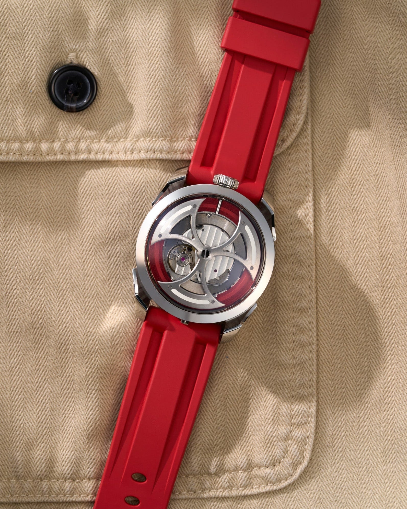 wristbuddys wristbuddy wristbuddies wrist Buddy watch strap band replacement integrated curved rubber FKM vulcanized best quality strap size lug width 22mm wristbands klockarmband uhrenarmband uhrenband watchstrap watchband MB&F Mad1 M.a.d.1 MADone red edition blue edition MBnF