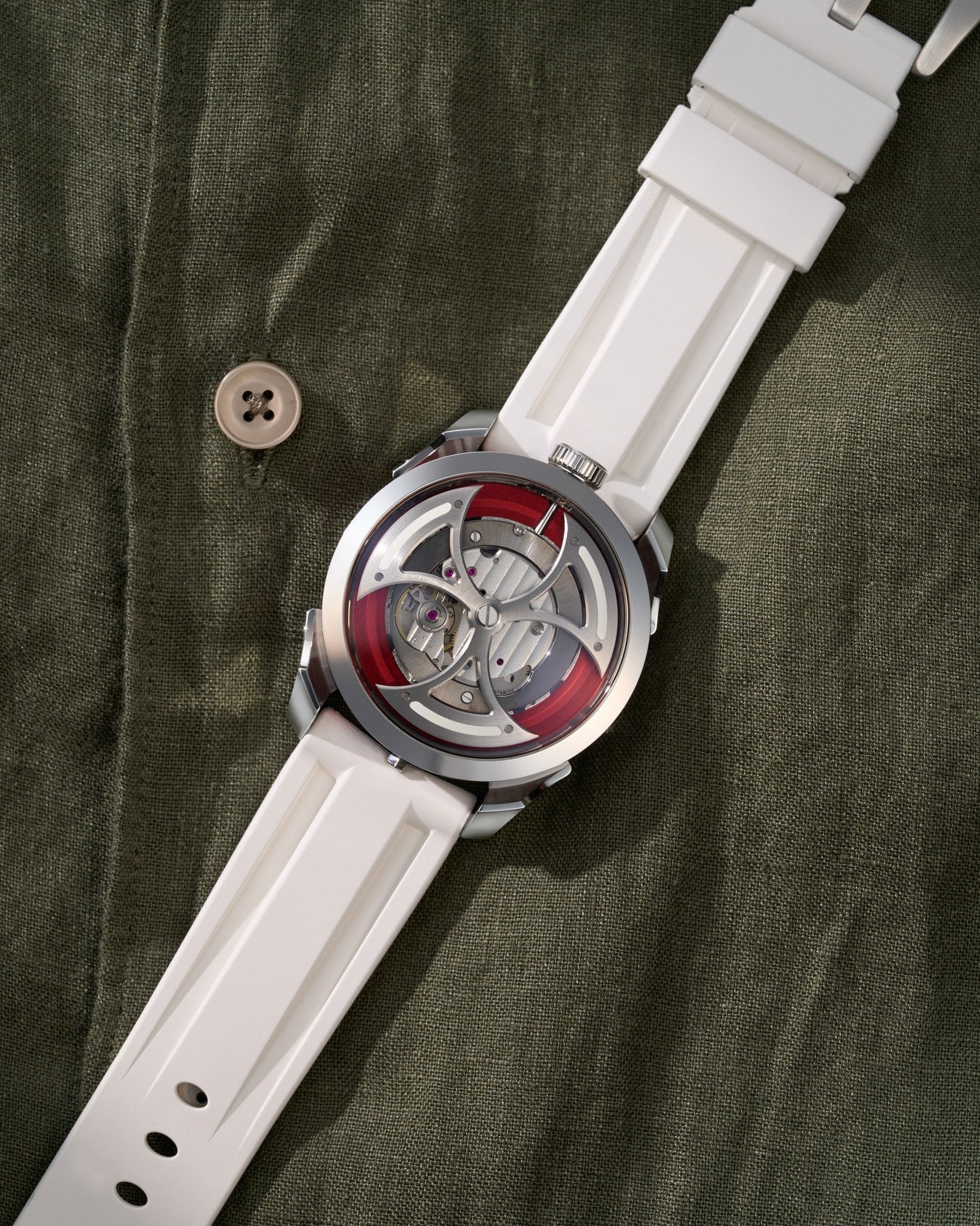 wristbuddys wristbuddy wristbuddies wrist Buddy watch strap band replacement integrated curved rubber FKM vulcanized best quality strap size lug width 22mm wristbands klockarmband uhrenarmband uhrenband watchstrap watchband MB&F Mad1 M.a.d.1 MADone red edition red edition MBnF