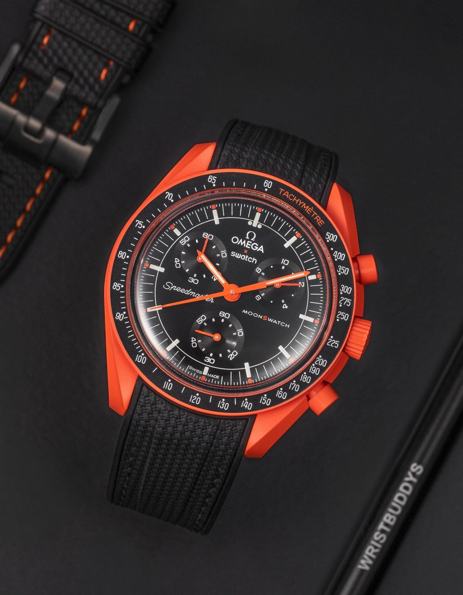 Omega X Swatch MoonSwatch Mission to Jupiter Moonwatch Speedmaster Professional Wristbuddys Wristbuddy Klockarmband klockband rubberstrap rubber strap straps for Mission to Mercury, mission to moon, moonswatches best rubber intergrated mission to moon mercury intergrated uhrenband bracelet Urrem bracelet de montre cinturino per orologio cinturino dell'orologio horlogeband correa de reloj Uhrenarmband Uhrarmband brown brun braun Mission On Earth Polar lights new model 2024 lava red