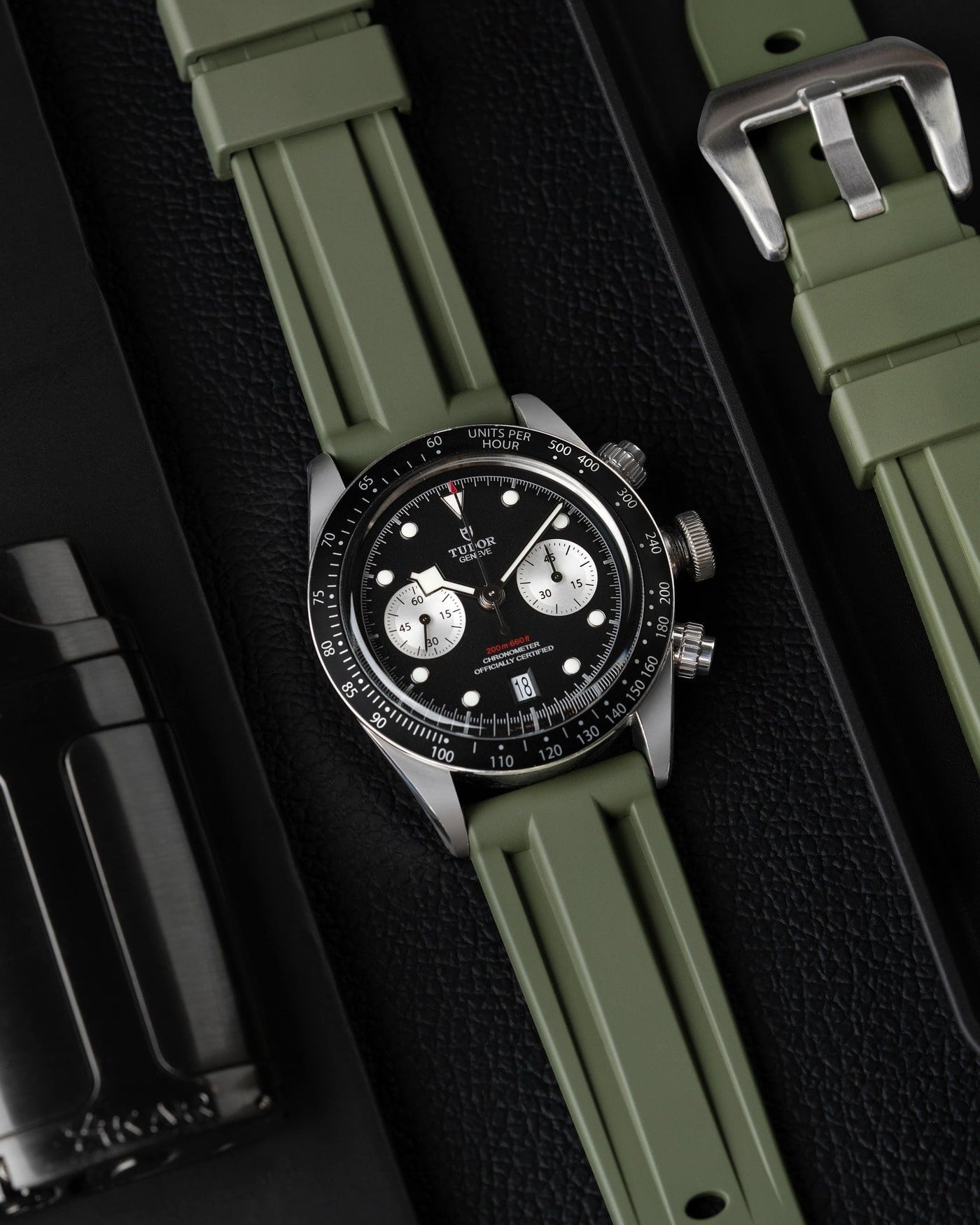 Tudor Black Bay Chrono Panda subdials watches wristbuddys wristbuddy wristbuddies wrist Buddy watch strap band replacement integrated curved rubber FKM vulcanized best quality strap size lug width 20mm wristbands rubber bronze steel M79360N-0002 M79360N M79360N-0001 black negro svart schwarz