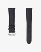 Textured rubberised sailcloth leather watch strap – flat lay with stainless steel buckle