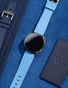 Samsung Galaxy Watch wrist strap wristband Wristbuddys premium watch band watch strap klockarmband klockband best rubberstrap rubber strap for Galaxy Watch 4, Watch 5 Galaxy smartwatch premium strap wrist strap Uhrenarmband Uhrarmband bracelet de montre cinturino dell'orologio horlogeband correa de reloj Samsung smartwatch accessories Capri blå capri blue Bleu Capri Capri blauw