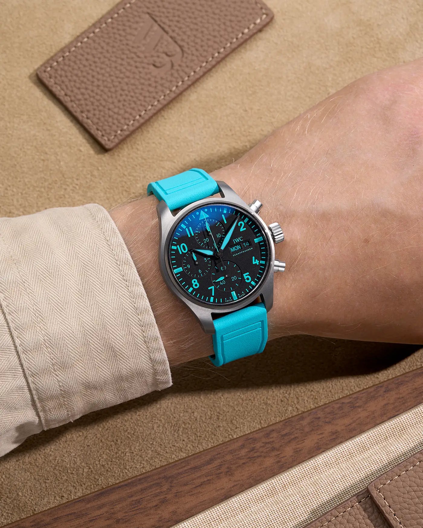 Luxury rubber watch strap on wrist – high-quality, waterproof material