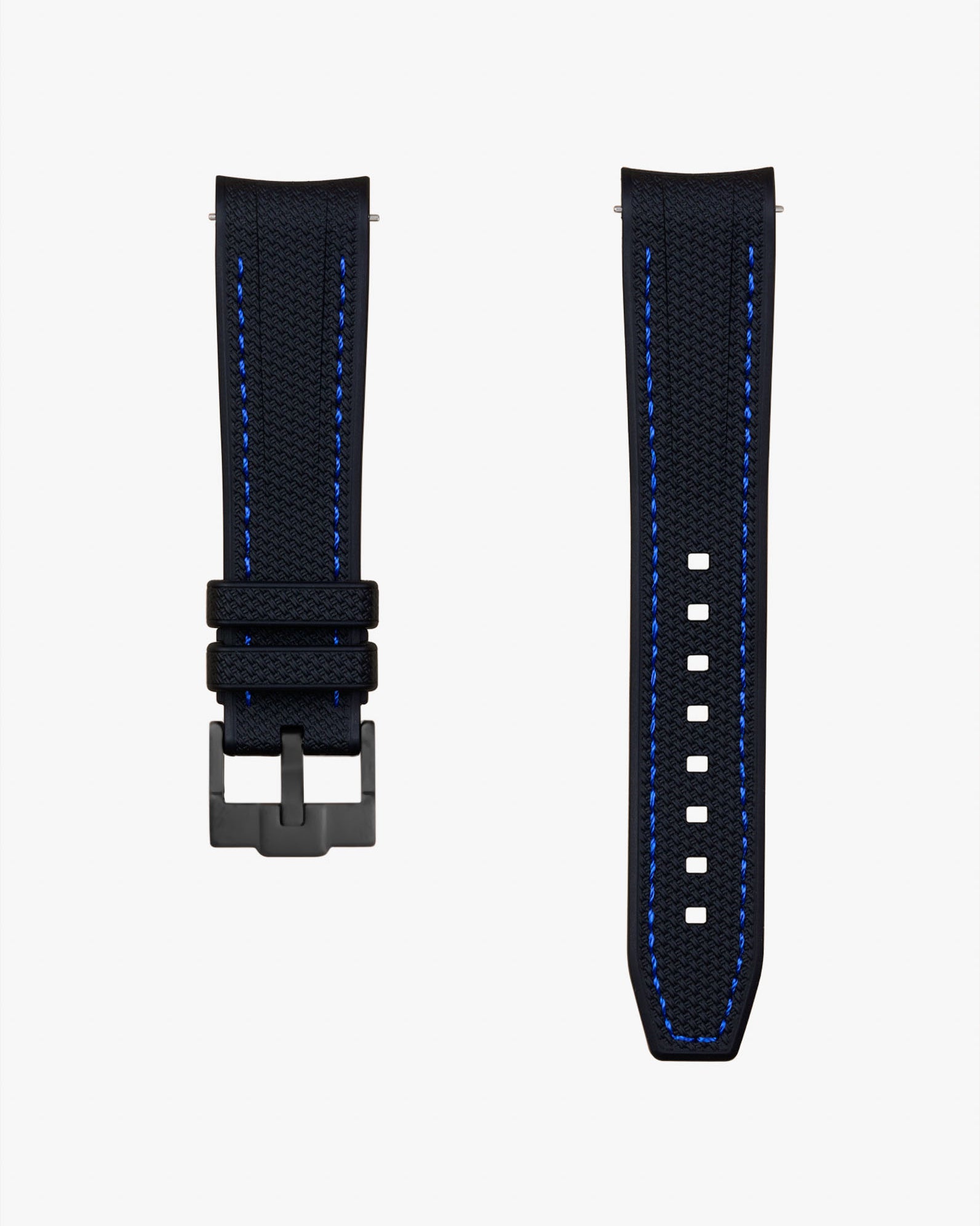 vertech black & blue stitches rubber strap for omega swatch moonswatch