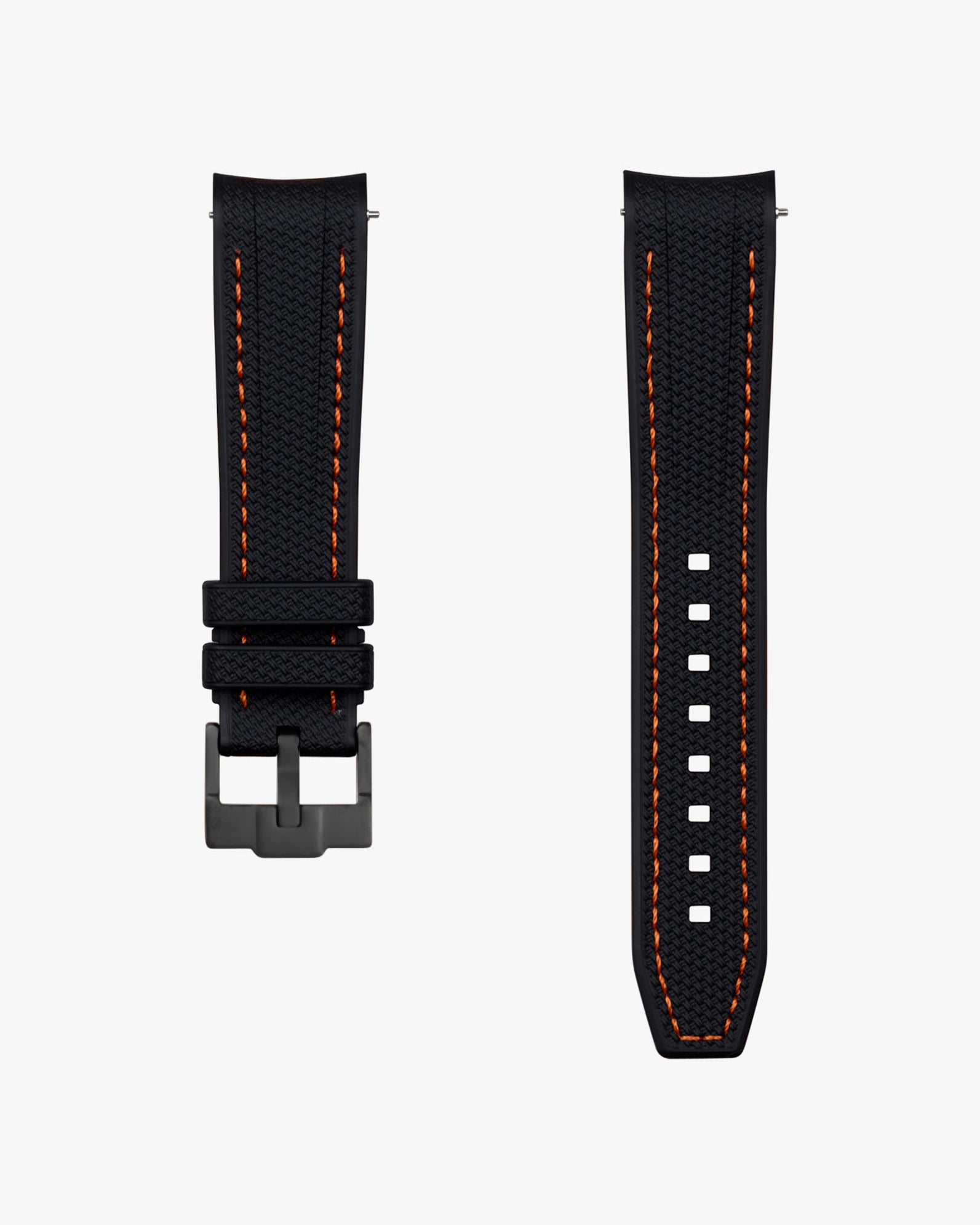 vertech black & orange stitches rubber strap for omega swatch moonswatch