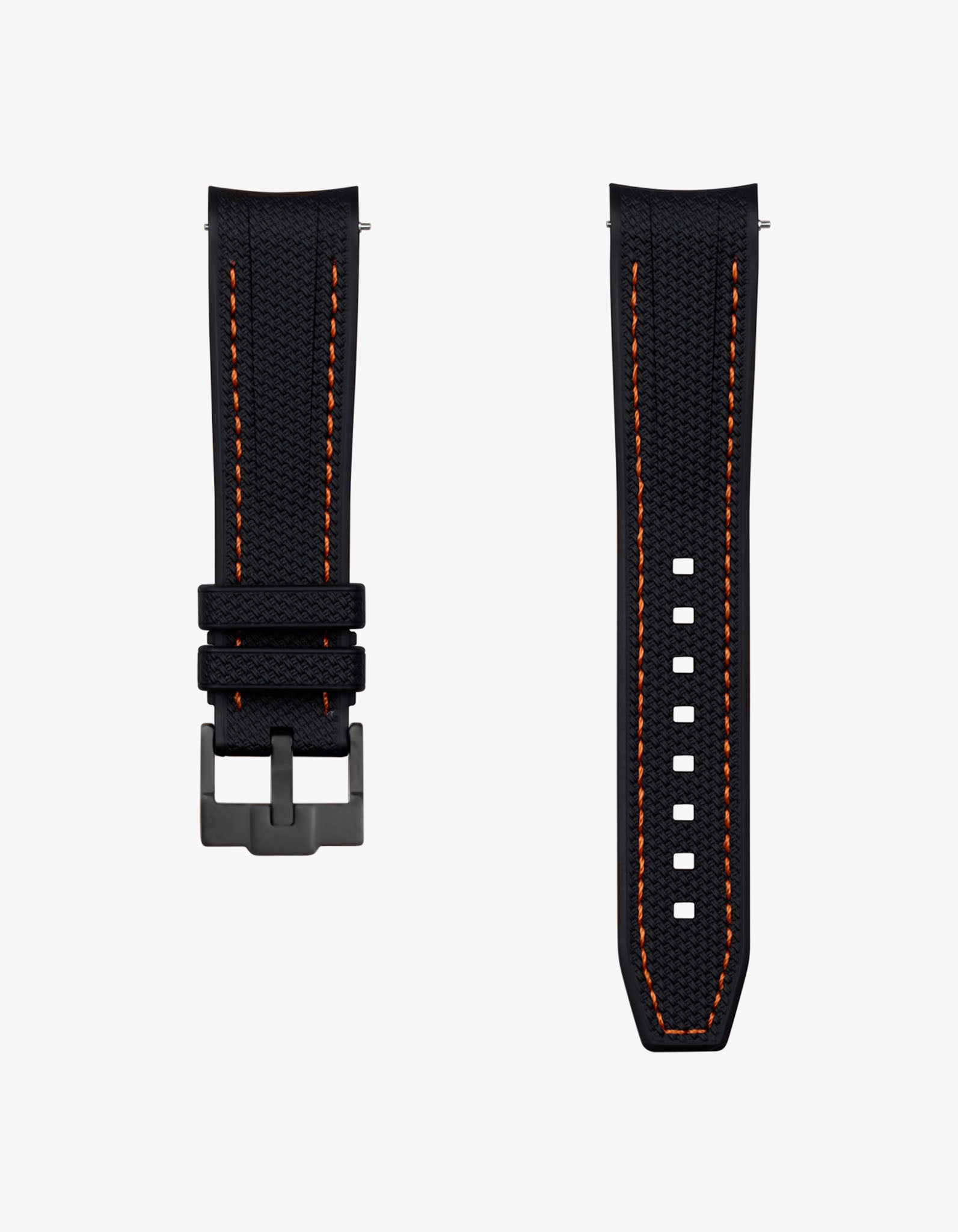 vertech black & orange stitches rubber strap for omega swatch moonswatch