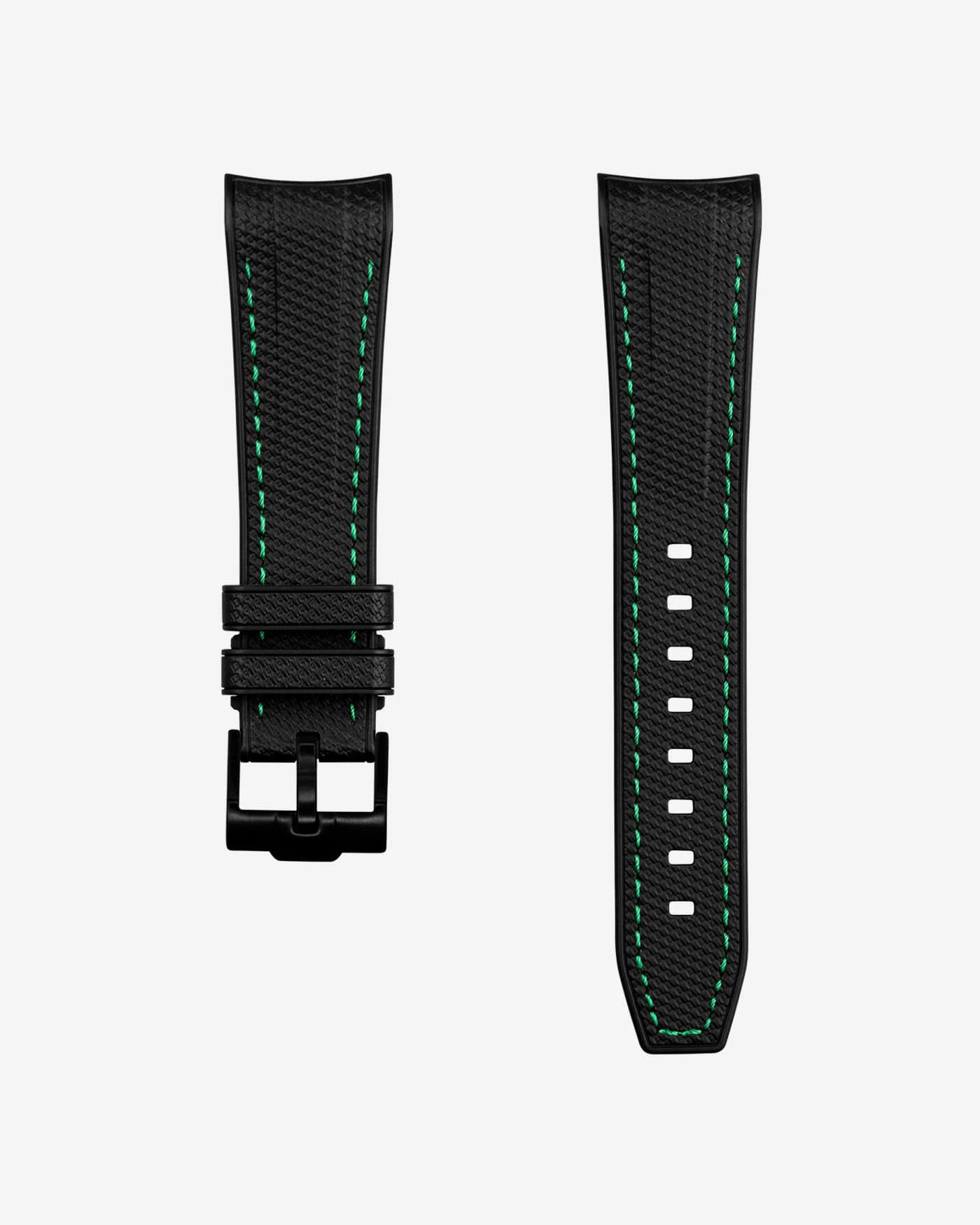 Vertech Black rubber strap with green stitching for Blancpain x Swatch Green Abyss – product image with black clasp