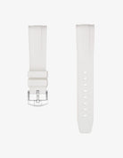 White Vertech FKM rubber strap for Omega Seamaster 300 Diver with textured finish on a white background