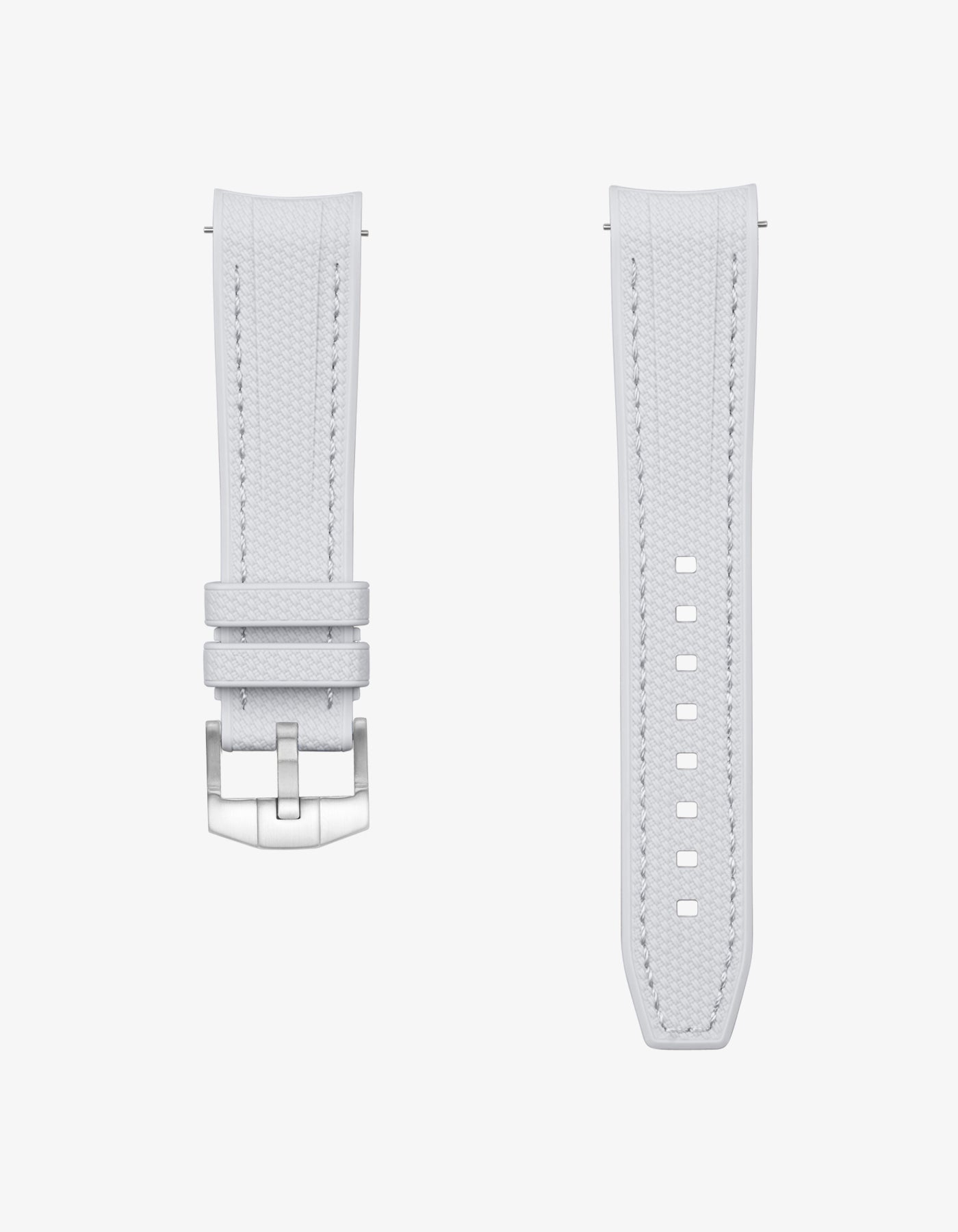 light grey vertech rubber watch strap on a white background