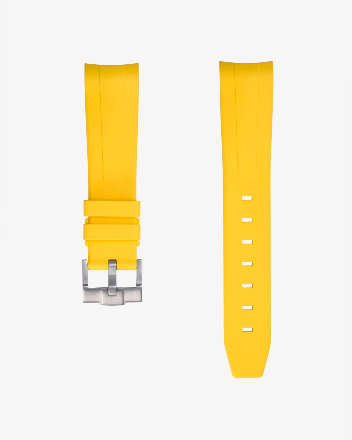 Yellow FKM rubber strap for Omega Speedmaster – product image showing strap and clasp