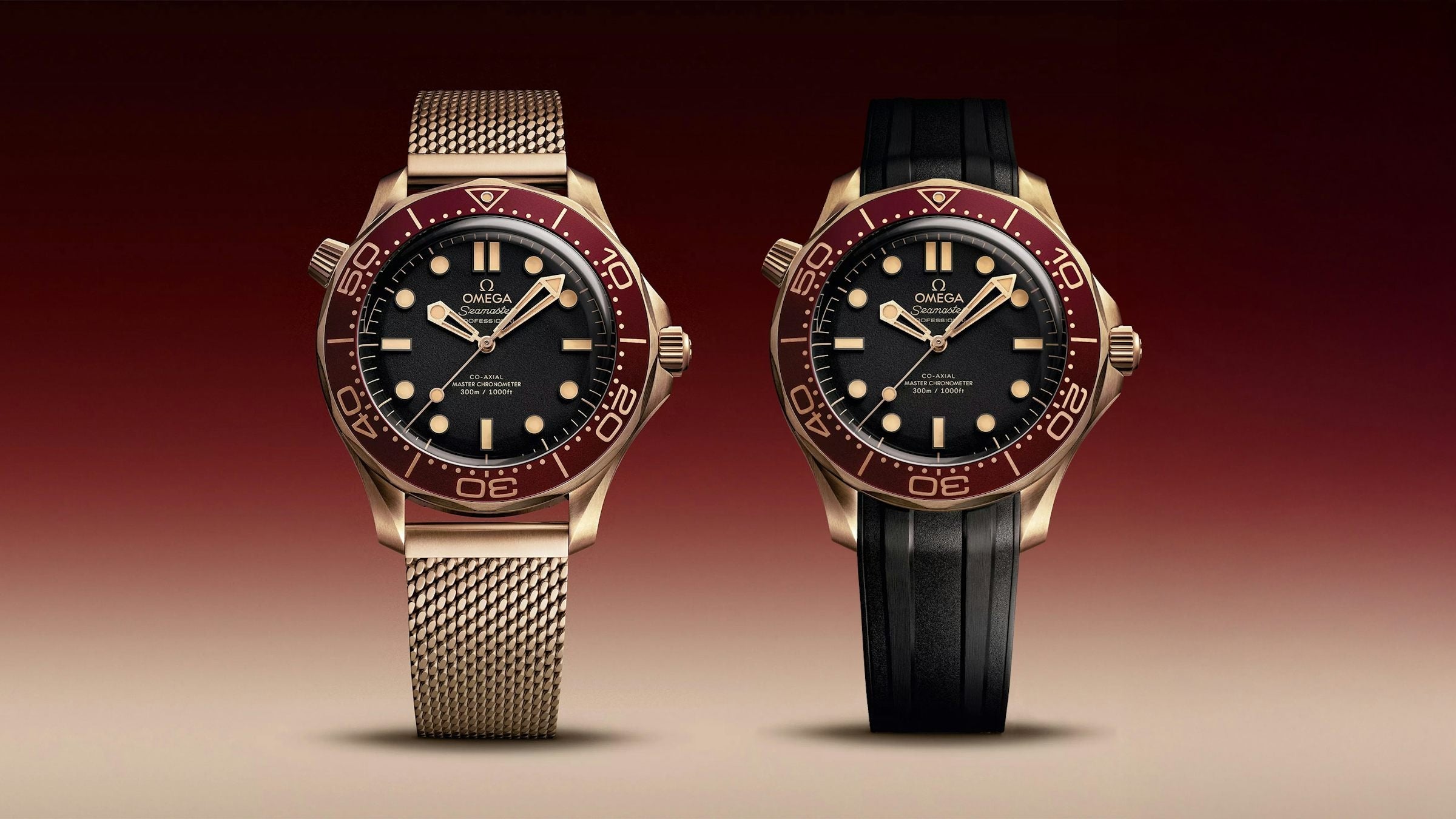 New Release: Omega Seamaster Diver 300M Bronze Gold And Burgundy Watch