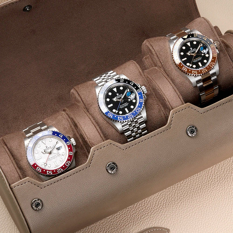 トムちこ　リビアン、マダガスカルムーン 3 Slot Watch Roll - Taupe | Wristbuddys.com
