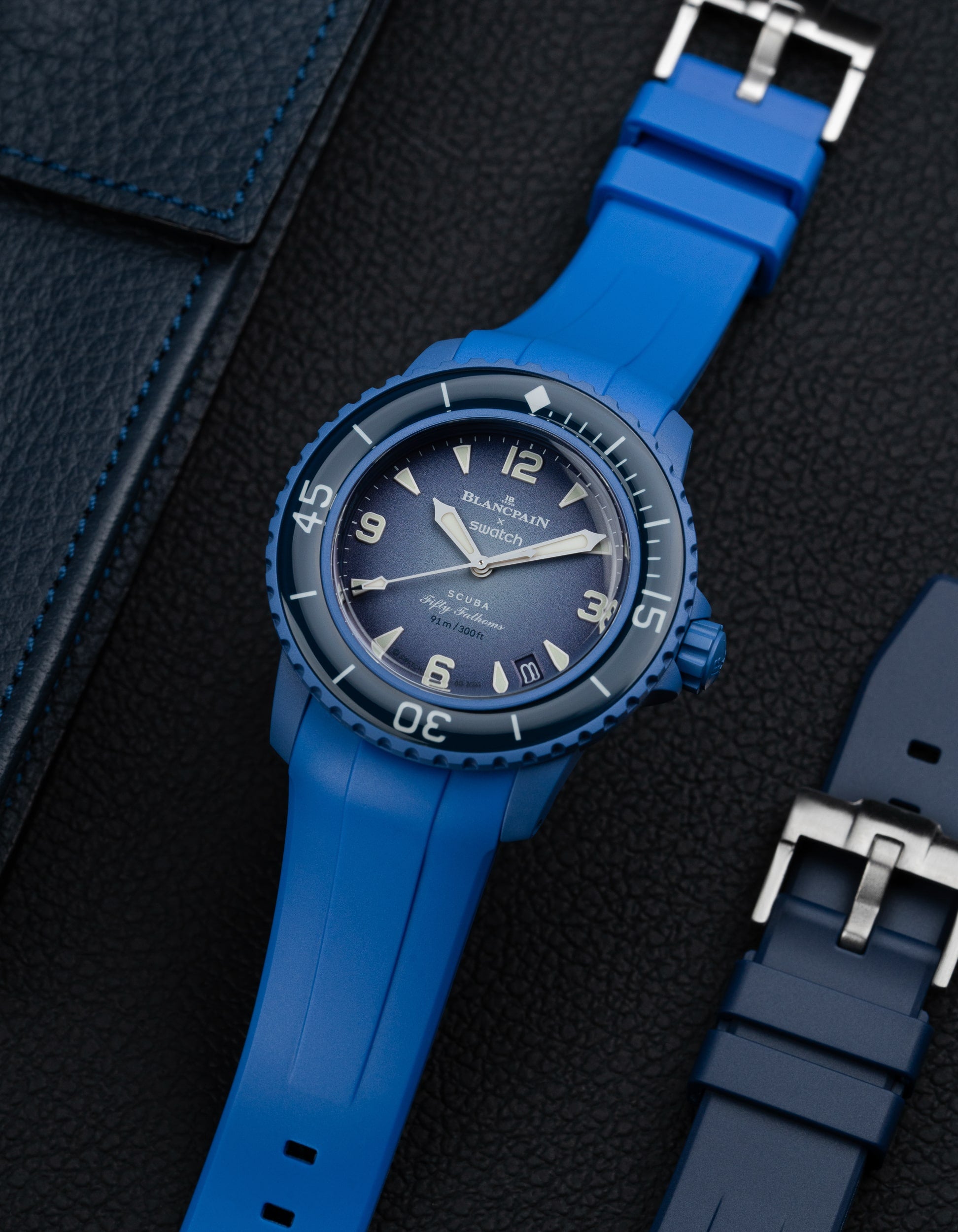 Curved Rubber Strap for Blancpain X Swatch - Atlantic Blue