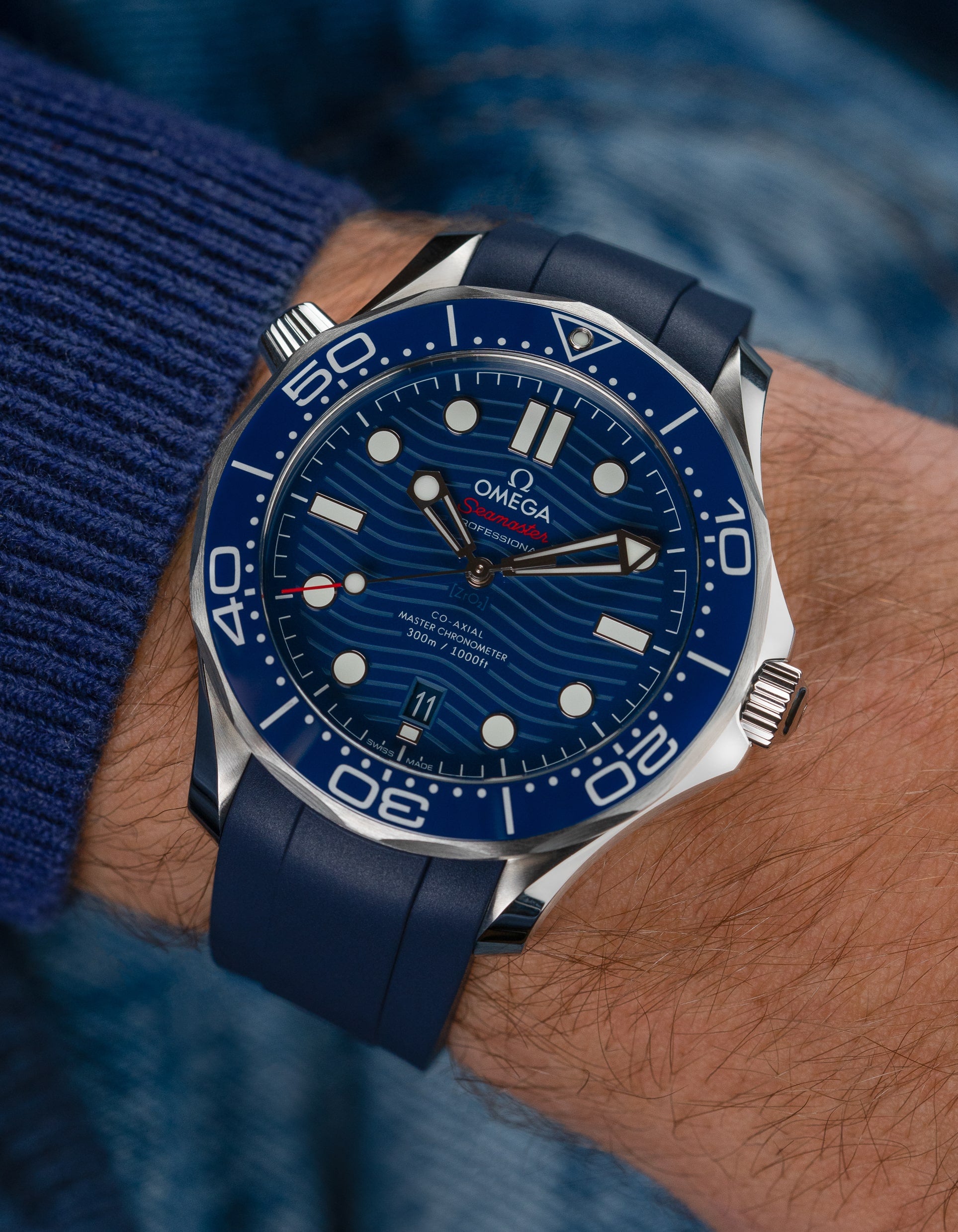 Seamaster blue rubber discount strap