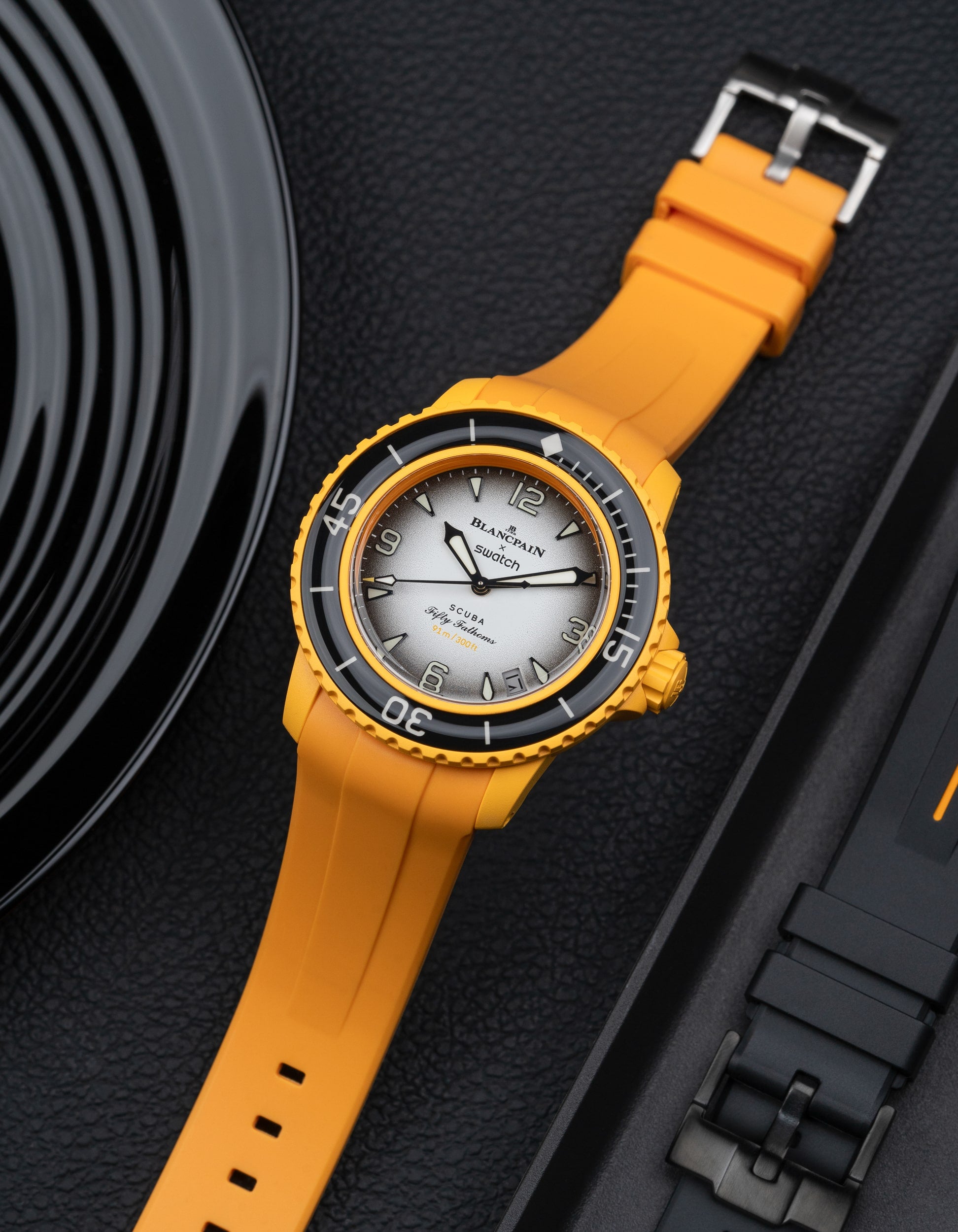 Curved Rubber Strap for Blancpain X Swatch - Pacific Ocean Yellow