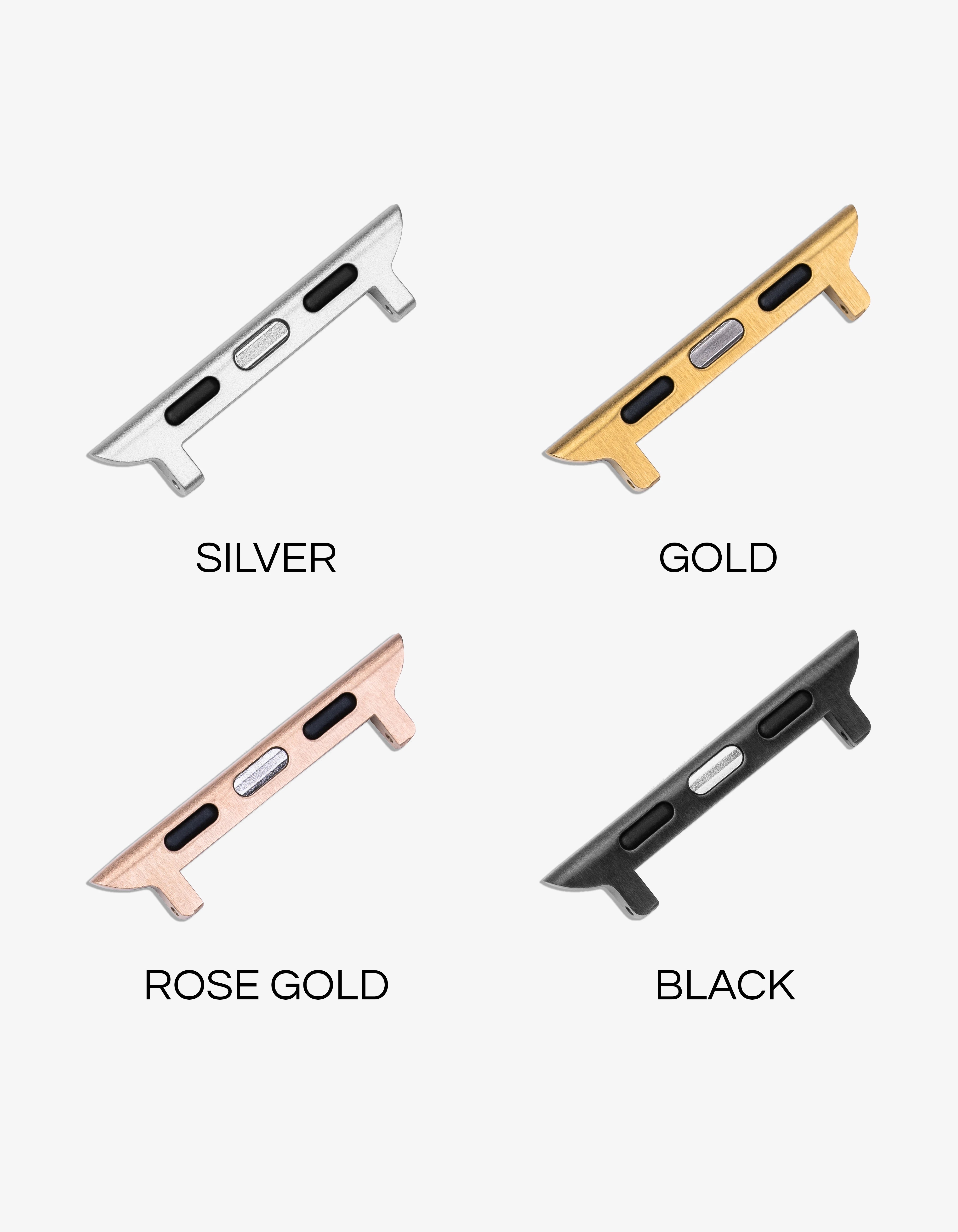 Adapters for Orange Embossed Alligator Leather Apple Watch Band – silver, gold, rose gold, black