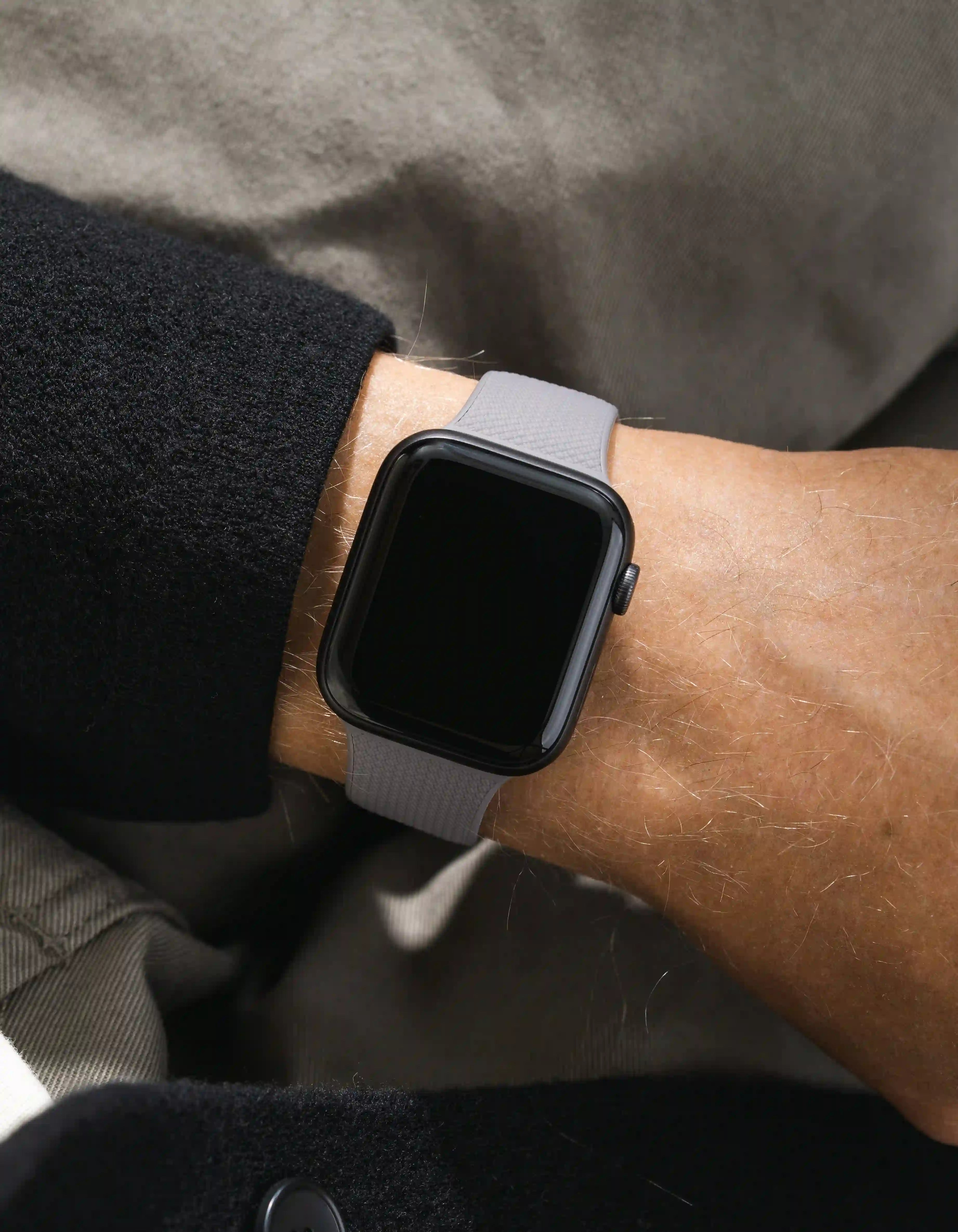 Grey Apple Watch Band with Integrated Adapter wrist shot